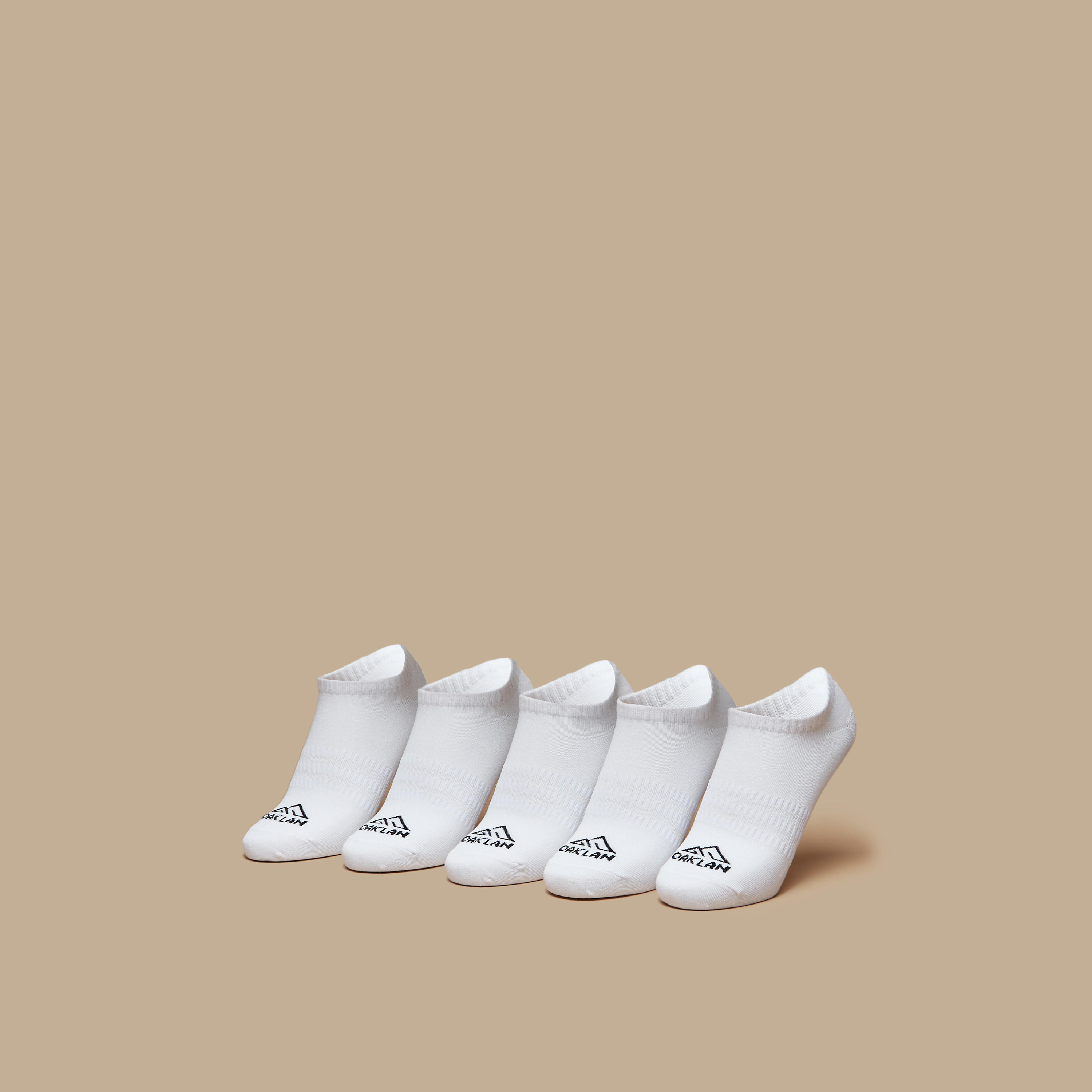 OAKLAN Logo Print Ankle Length Sports Socks - Set of 5-women-socksandstockings-image-1