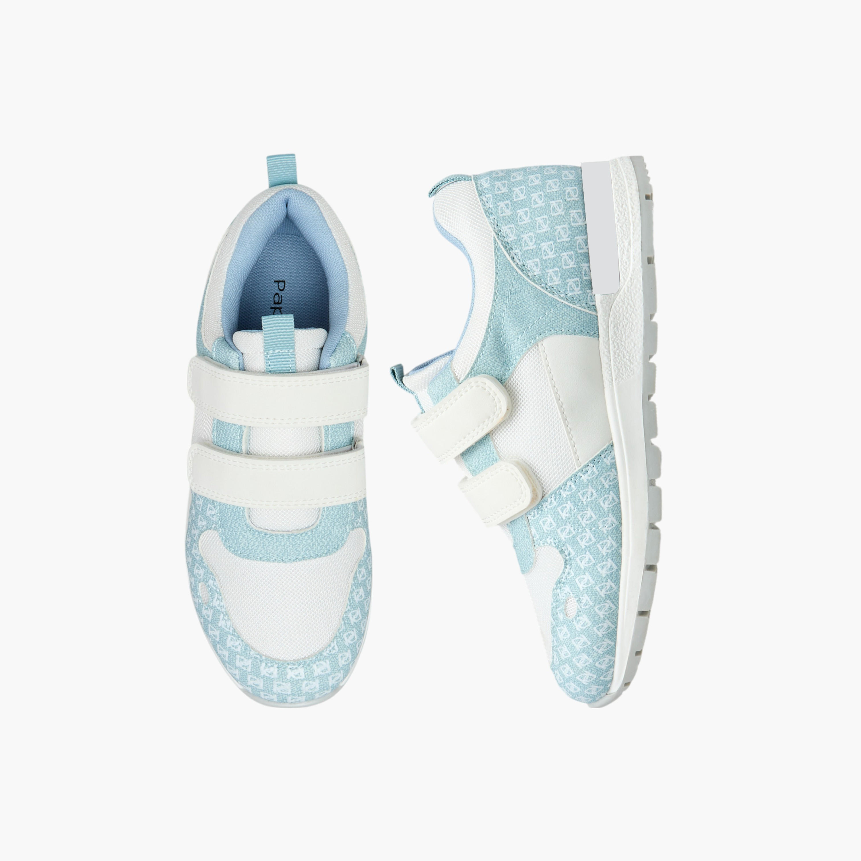 حذاء سنيكرز بطبعات مونوجرام وشريط إغلاق لاصق من بابريكا-girls-shoes-sneakers-image-1
