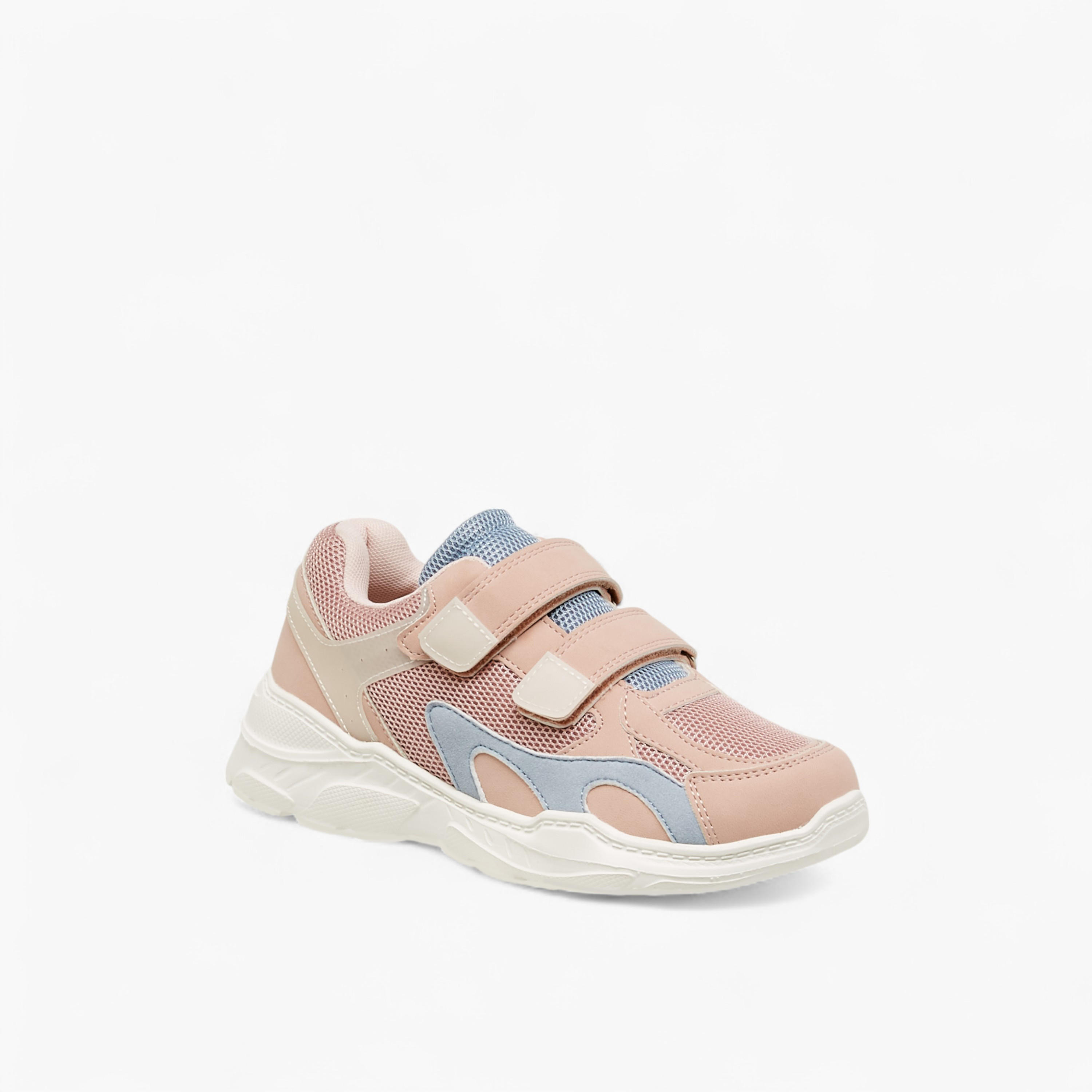 Little Missy Panelled Sneakers with Hook and Loop Closure-girls-shoes-sneakers-image-2