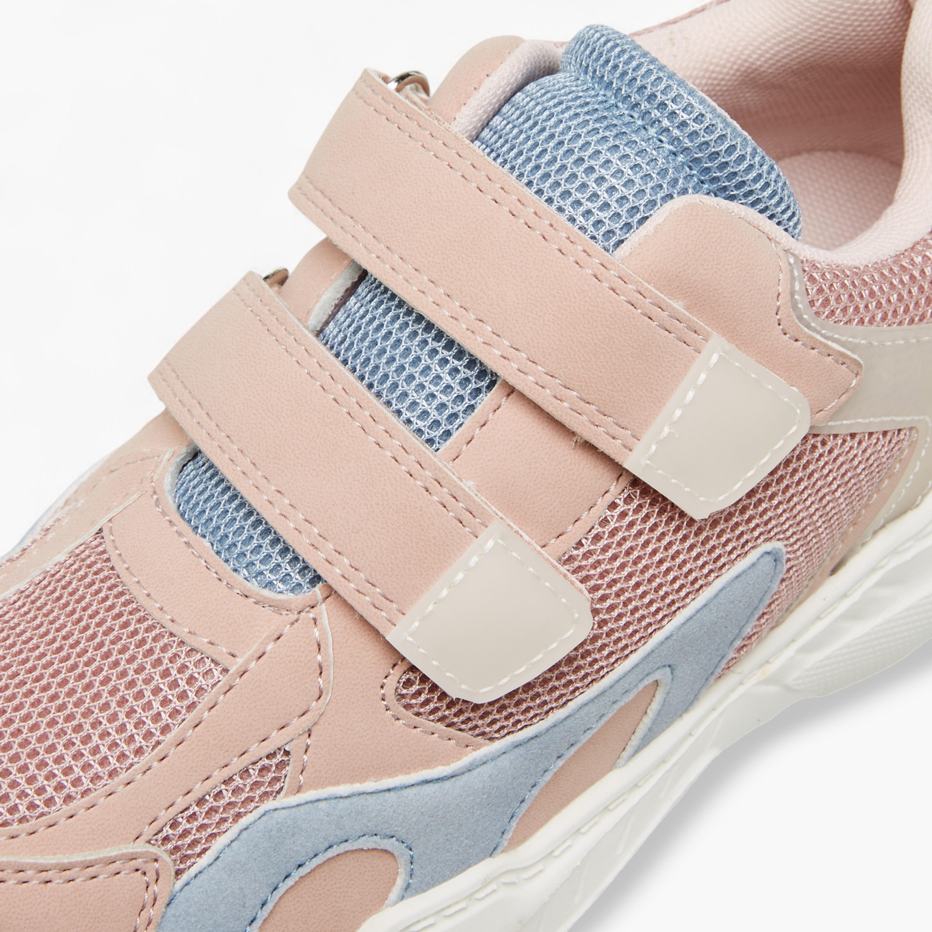 Little Missy Panelled Sneakers with Hook and Loop Closure-girls-shoes-sneakers-image-4