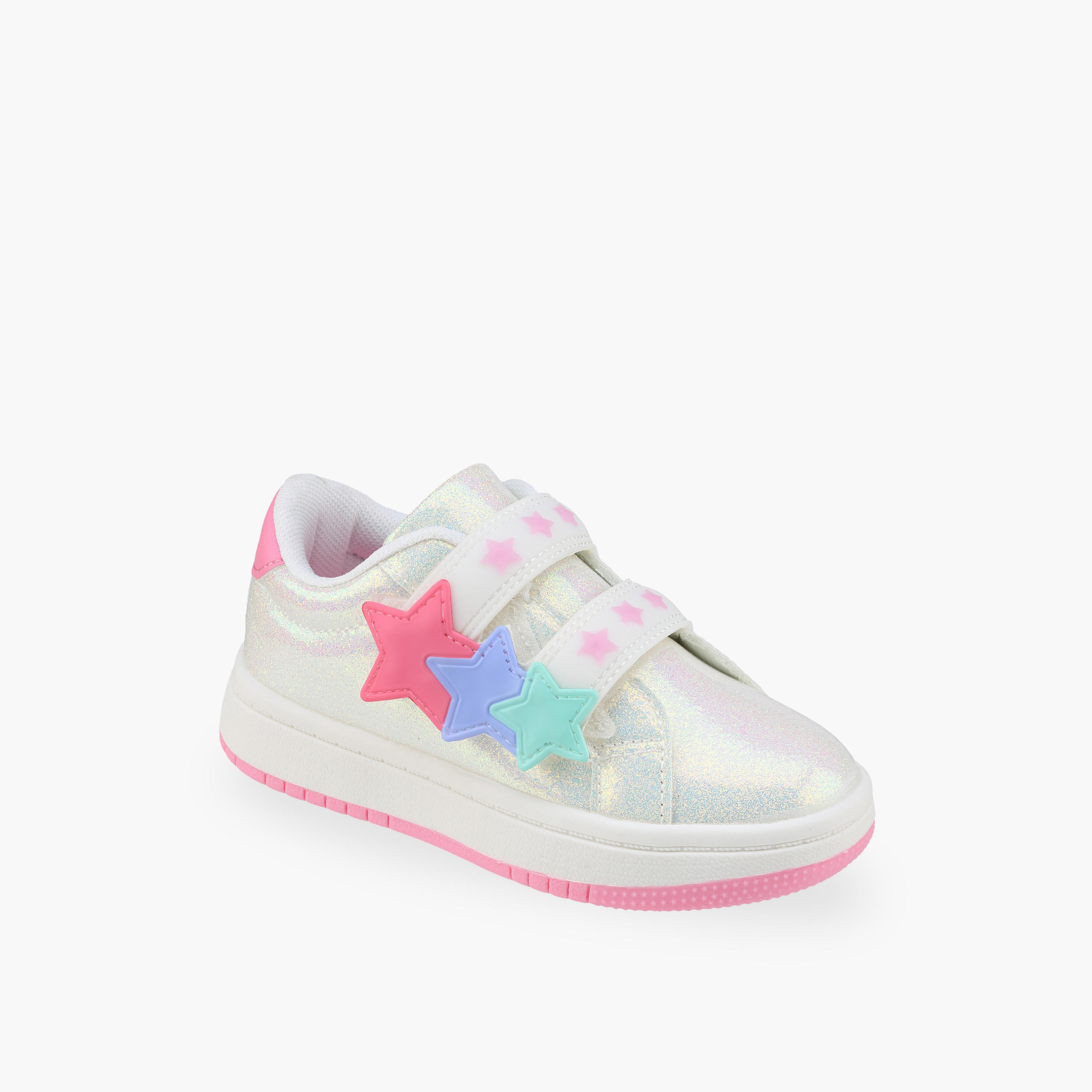 Flora Bella Girls Star Applique Hook & Loop Sneakers-girls-shoes-sneakers-image-2