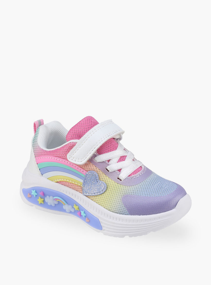 حذاء سنيكرز بتفاصيل قوس قزح وشريط إغلاق لاصق للبنات من فلورا بيلا-girls-shoes-sneakers-image-2