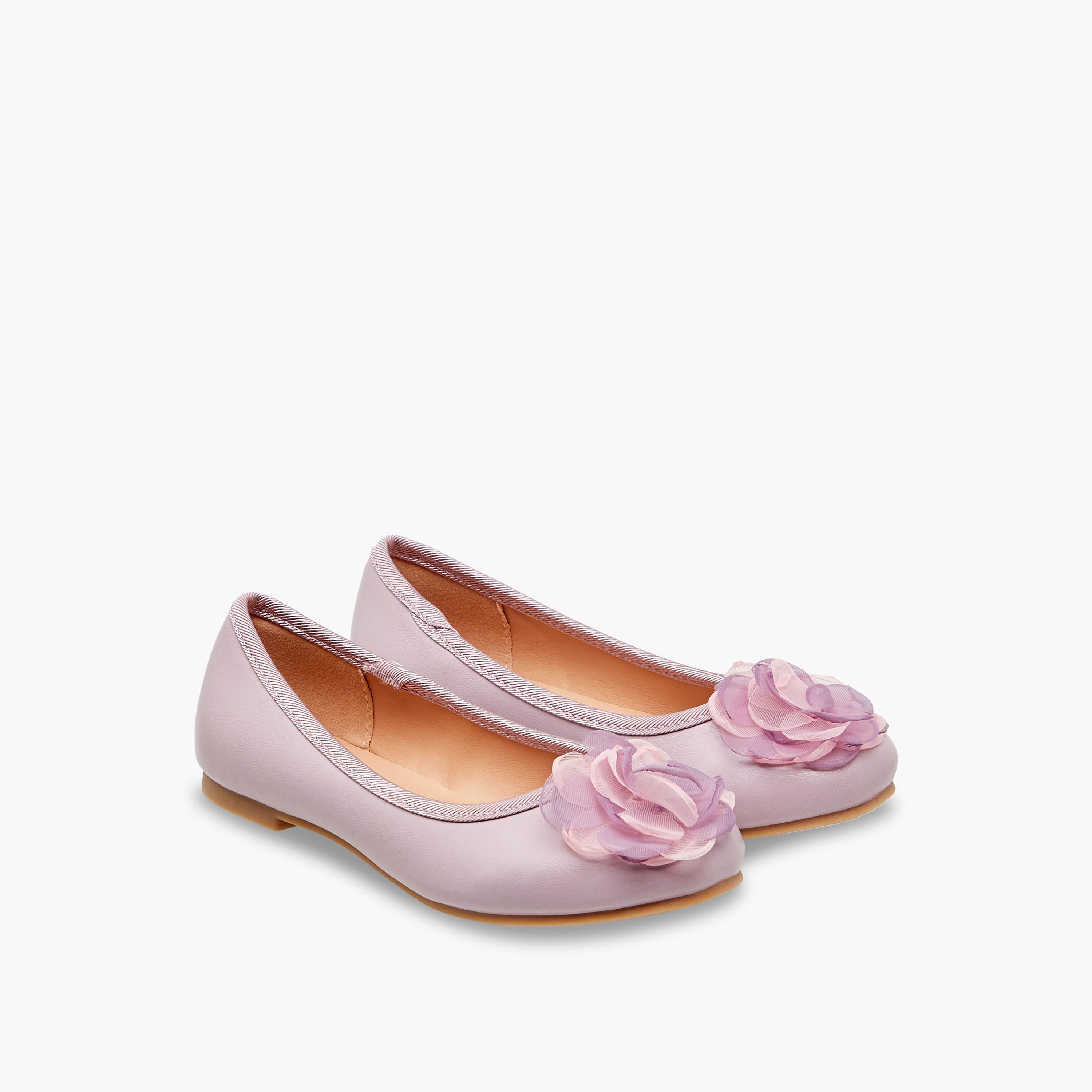 Little Missy Floral Accent Slip-On Ballerina Shoes-girls-shoes-ballerinas-image-1