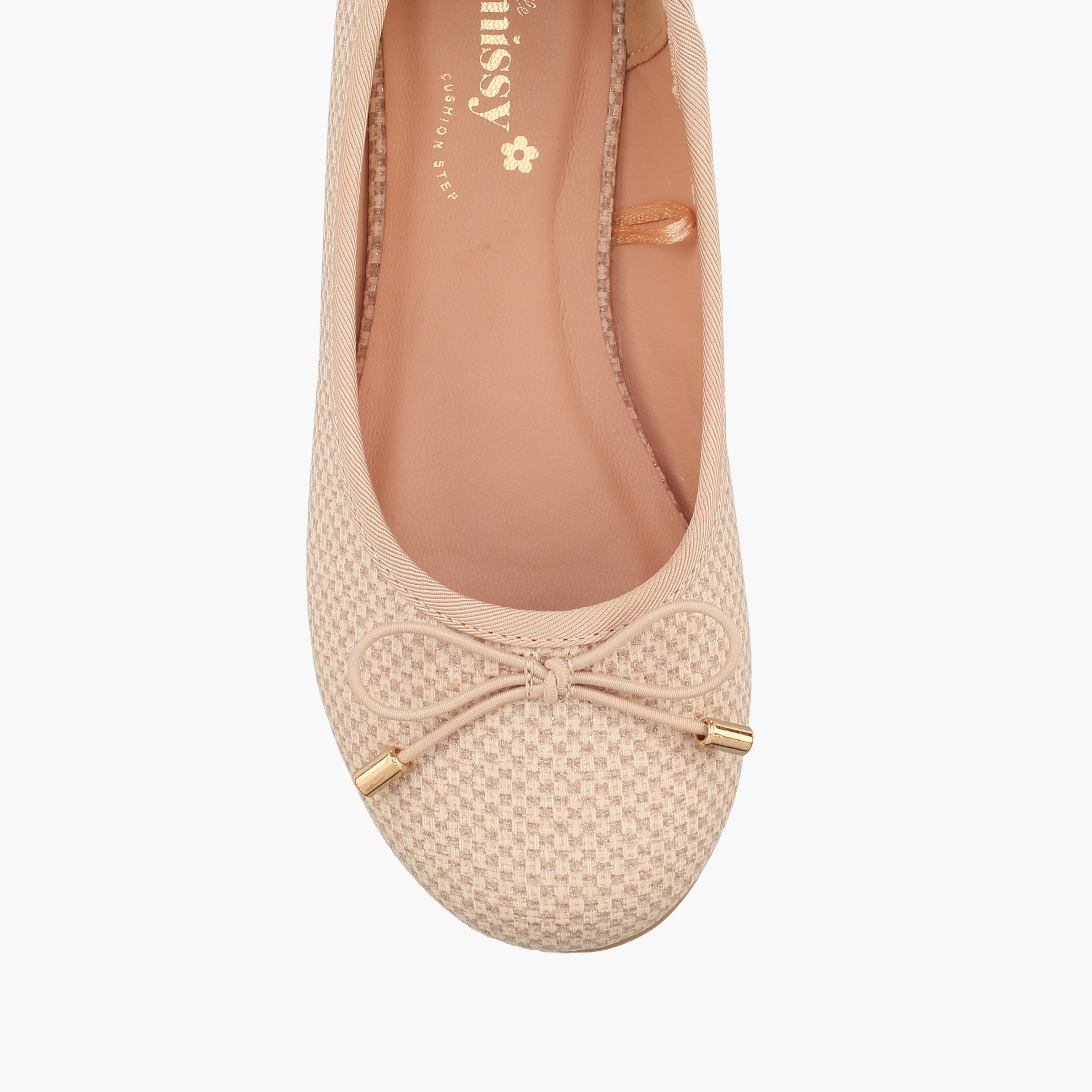 حذاء باليرينا بنقشة كاروهات وفيونكة للبنات من ليتل ميسي-girls-shoes-ballerinas-image-4