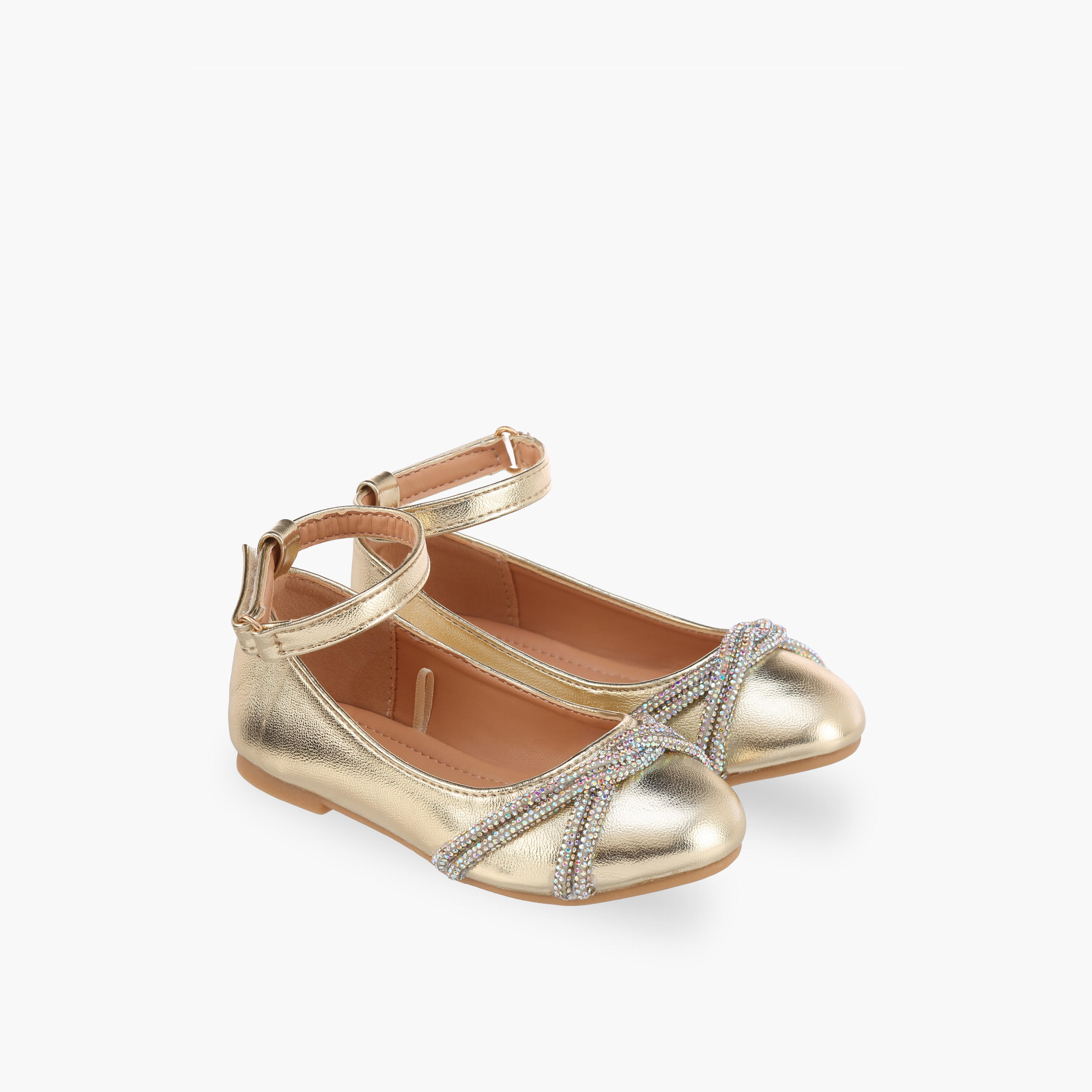 حذاء ماري جين بشريط لاصق وتزيينات للبنات من فلورا بيلا-girls-shoes-maryjanes-image-1