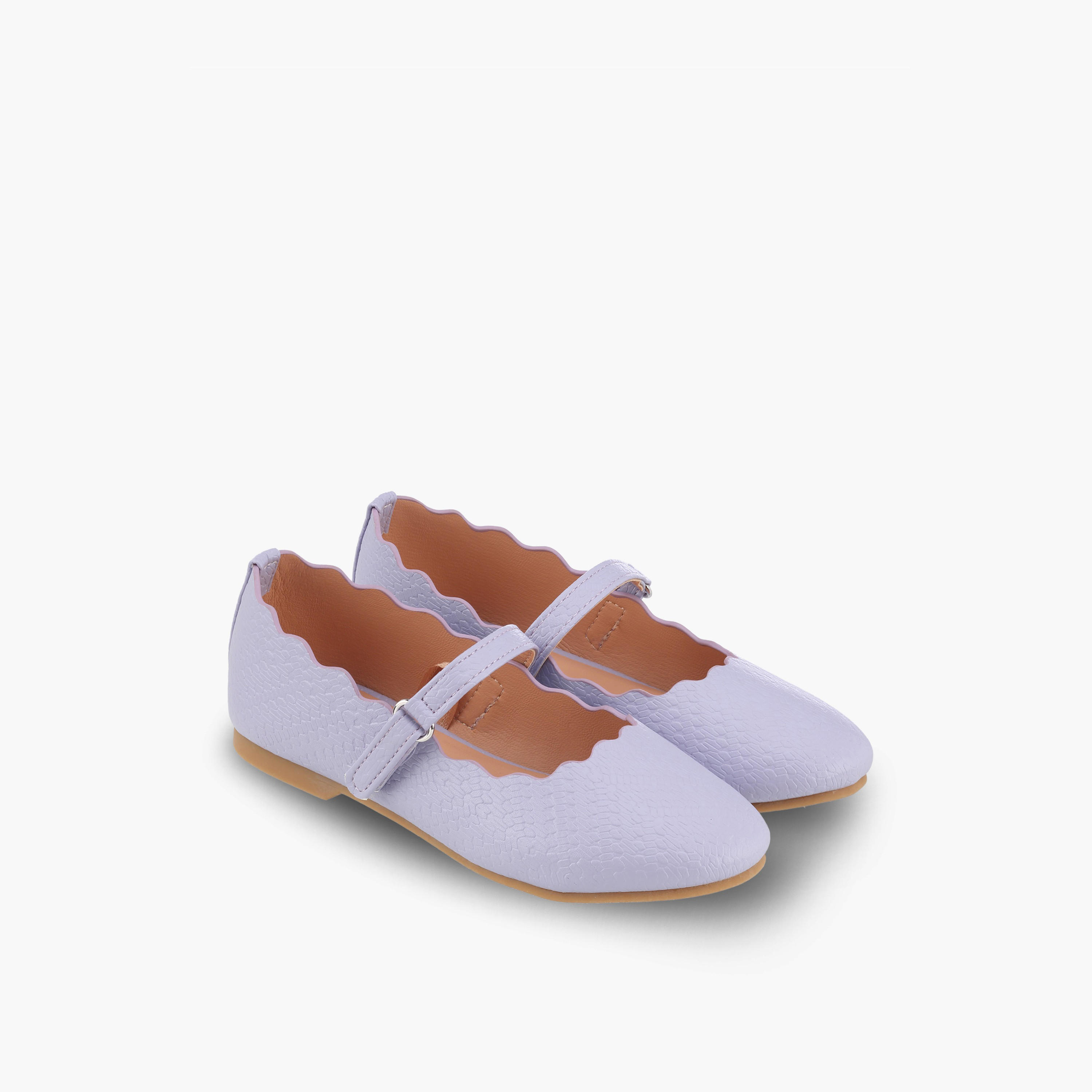 Juniors Girls Textured Mary Jane Shoes with Scalloped Trim-girls-shoes-maryjanes-image-1