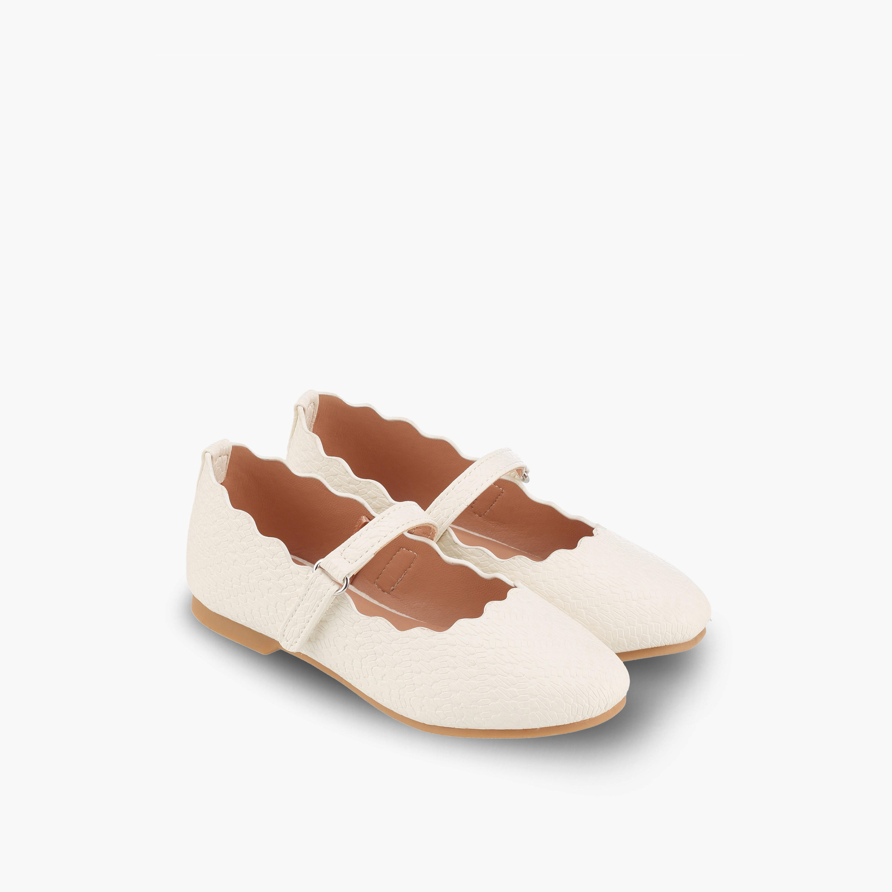 Juniors Girls Textured Mary Jane Shoes with Scalloped Trim-girls-shoes-maryjanes-image-1