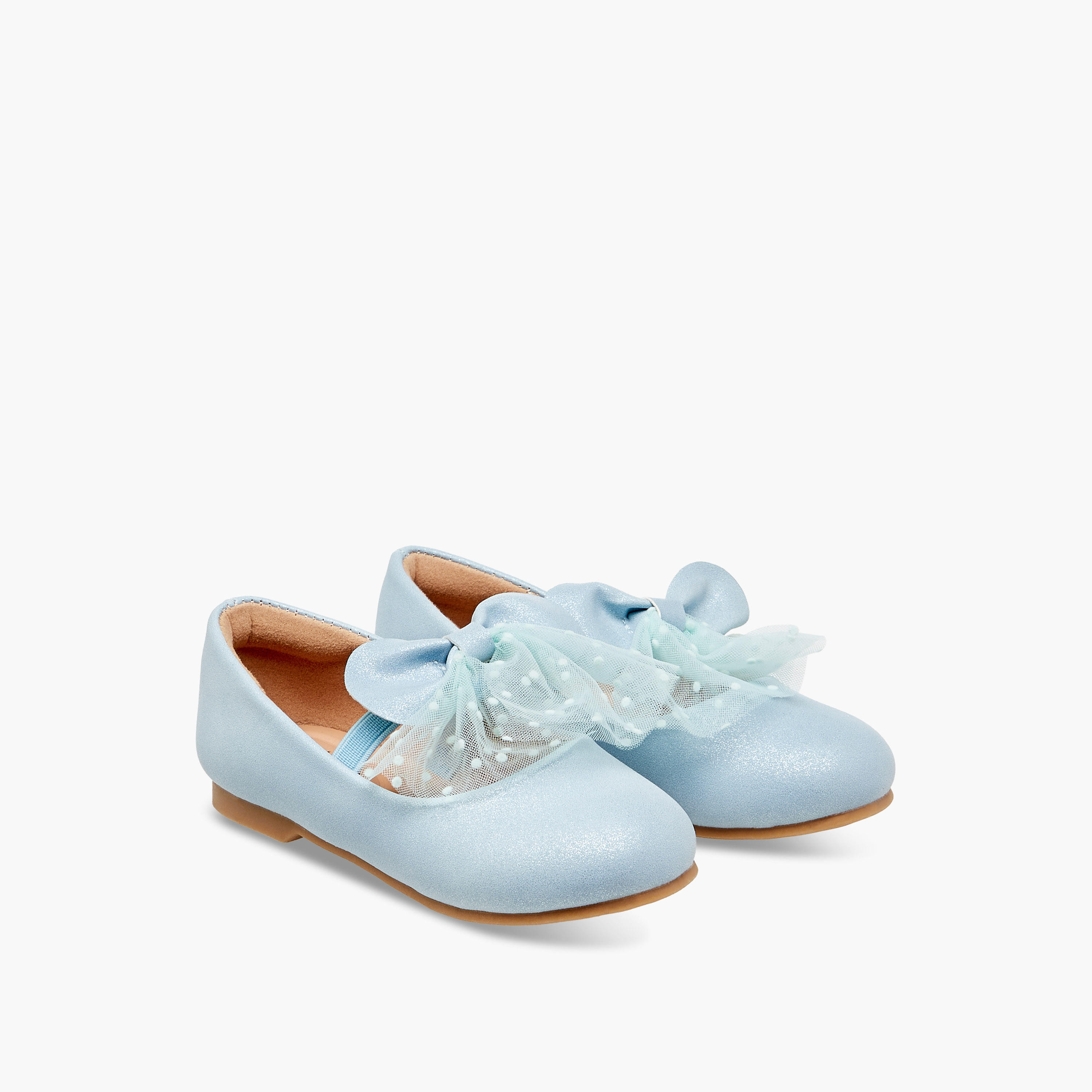 Juniors Bow Accent Slip-On Ballerina Shoes with Elastic Strap-girls-shoes-maryjanes-image-1
