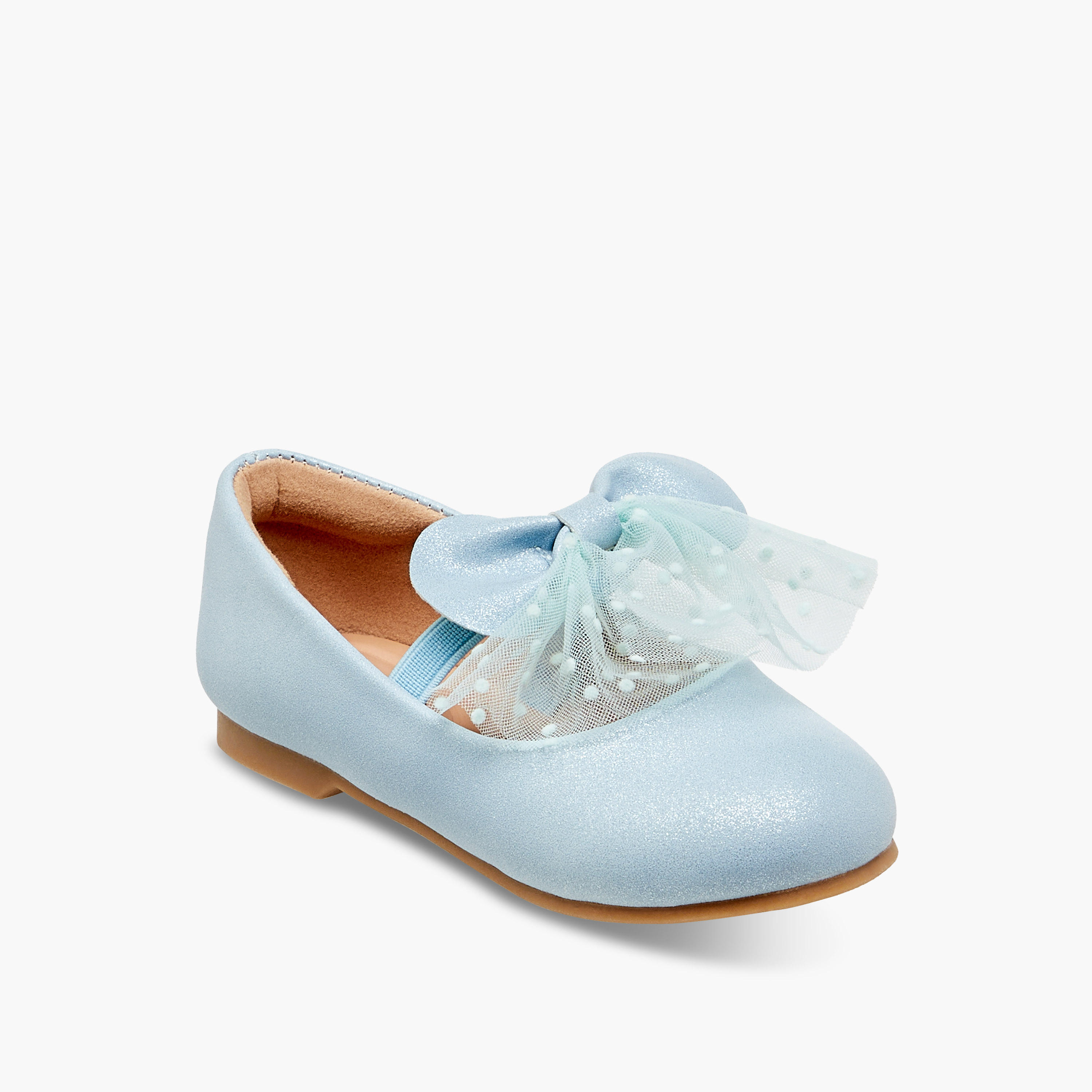 Juniors Bow Accent Slip-On Ballerina Shoes with Elastic Strap-girls-shoes-maryjanes-image-2