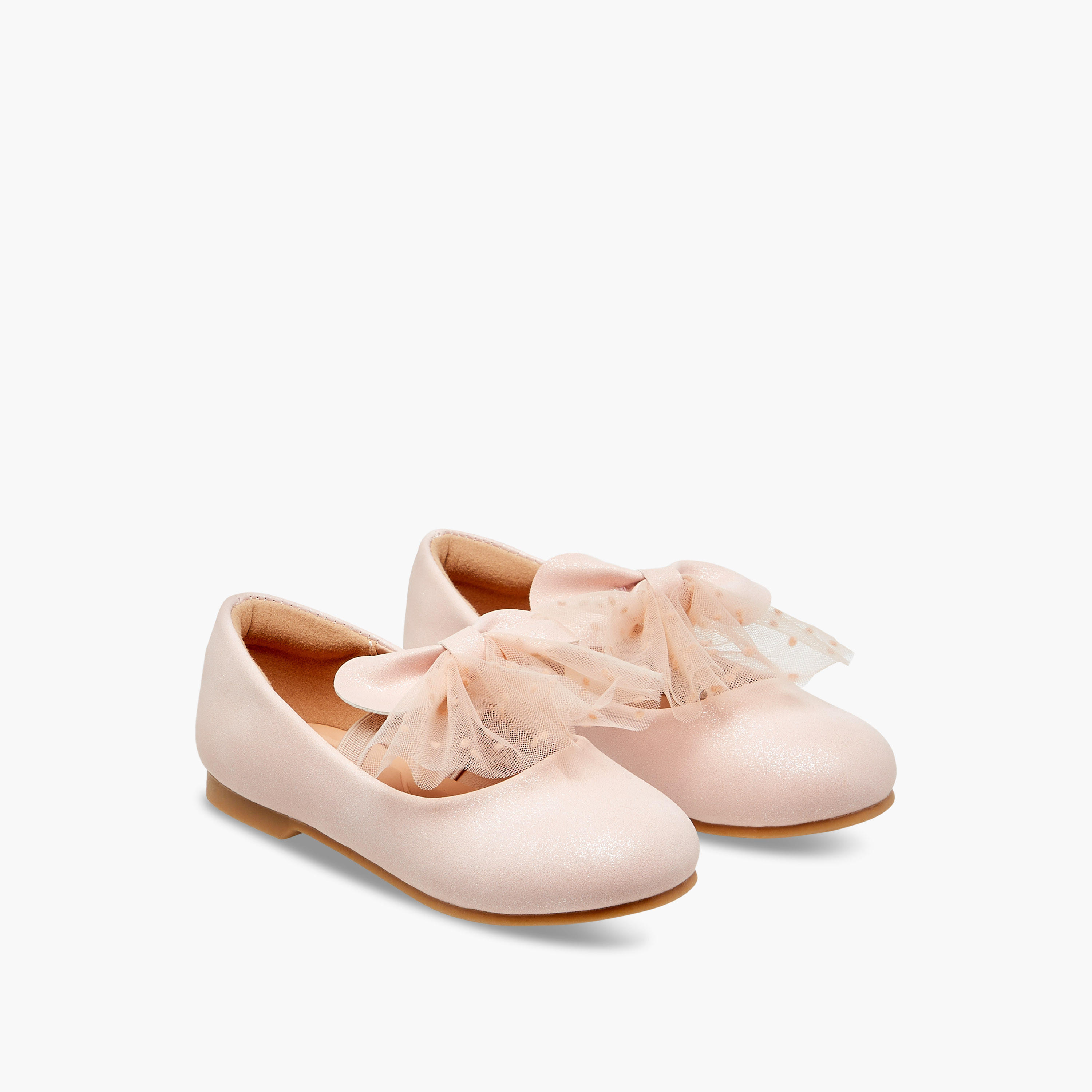 حذاء باليرينا سهل الارتداء بفيونكة وحزام مطاطي من جونيورز-girls-shoes-maryjanes-image-1