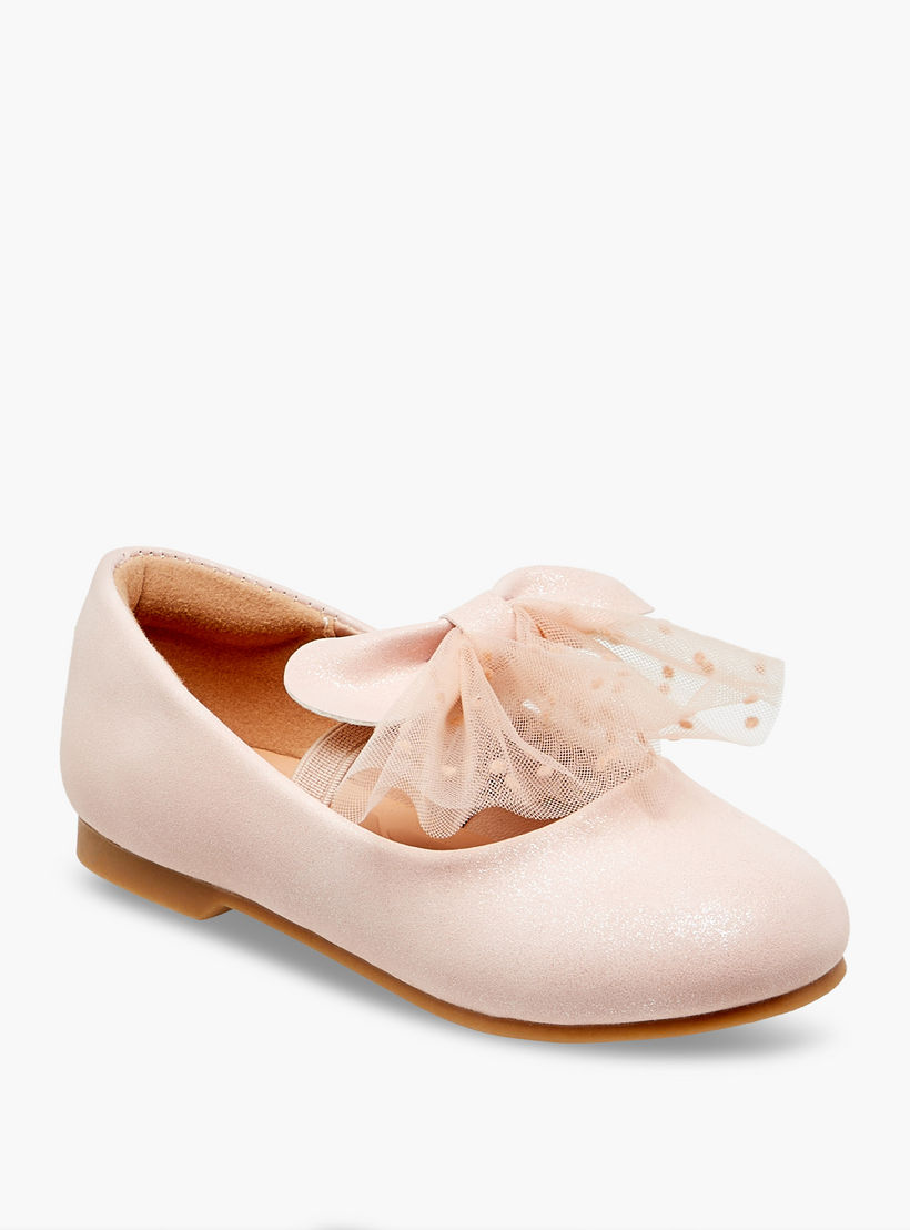 حذاء باليرينا سهل الارتداء بفيونكة وحزام مطاطي من جونيورز-girls-shoes-maryjanes-image-2
