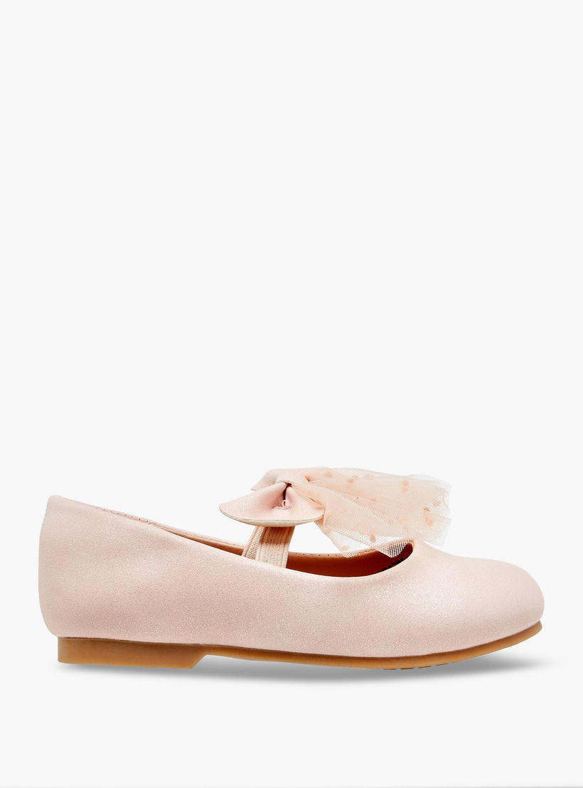 حذاء باليرينا سهل الارتداء بفيونكة وحزام مطاطي من جونيورز-girls-shoes-maryjanes-image-3