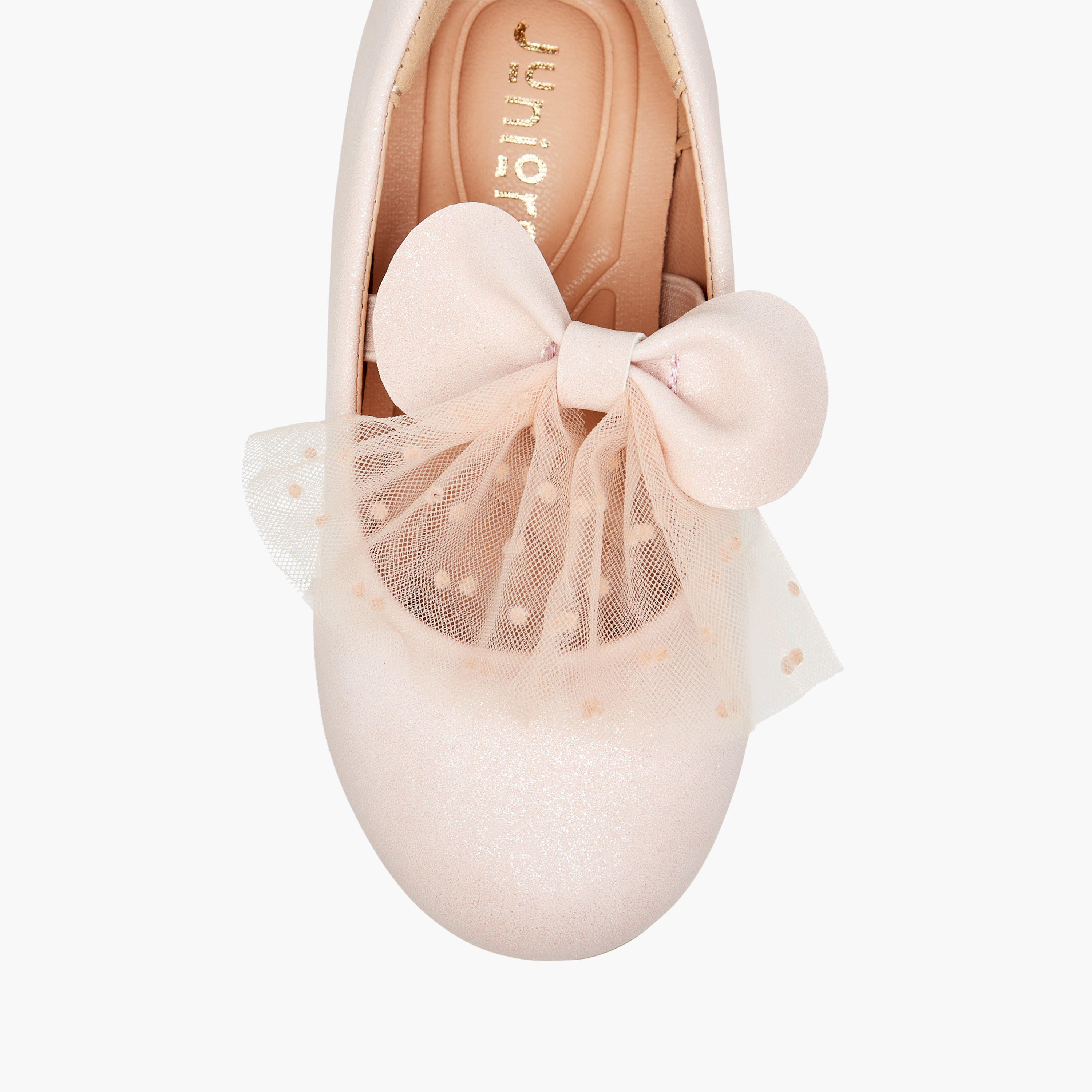 حذاء باليرينا سهل الارتداء بفيونكة وحزام مطاطي من جونيورز-girls-shoes-maryjanes-image-4