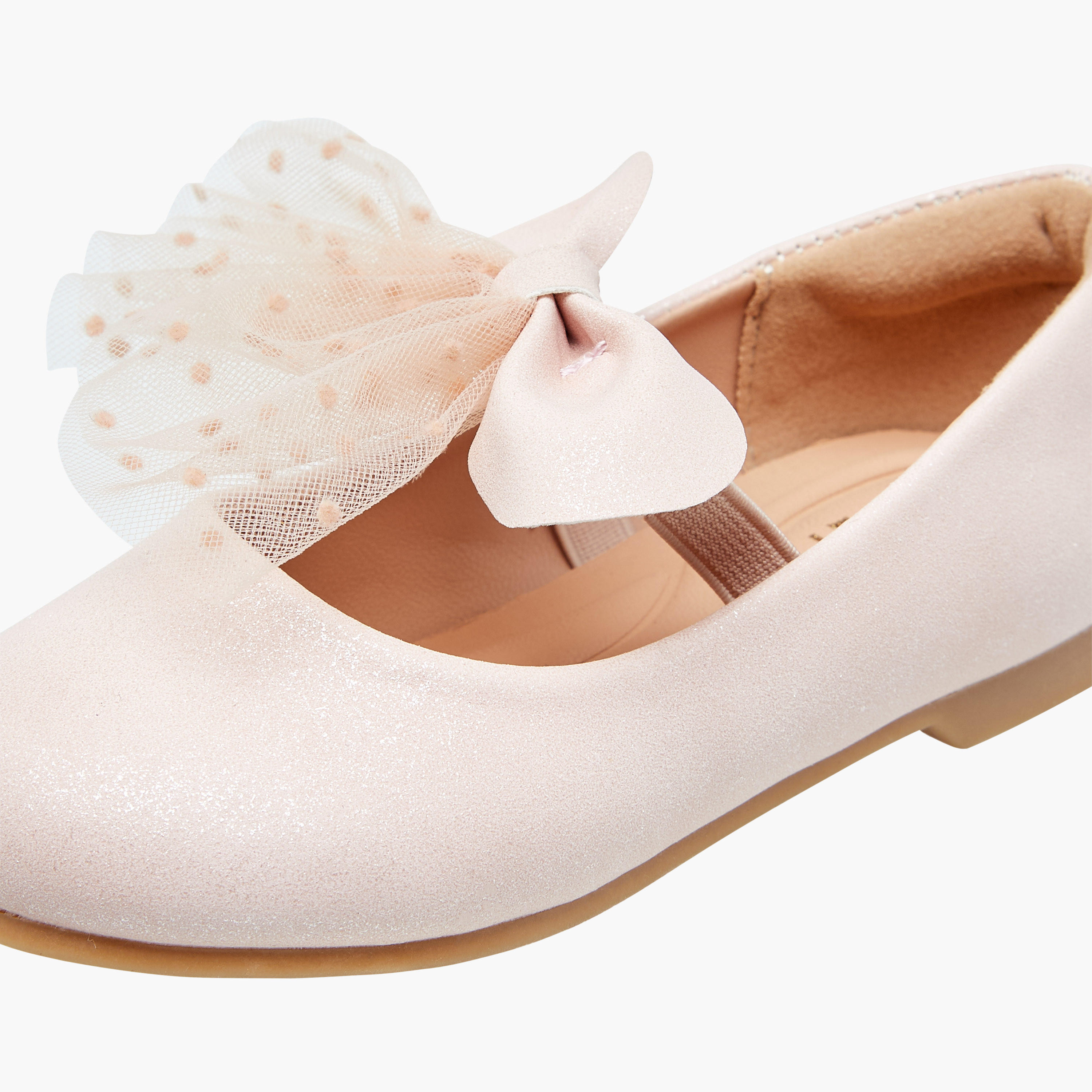 حذاء باليرينا سهل الارتداء بفيونكة وحزام مطاطي من جونيورز-girls-shoes-maryjanes-image-6