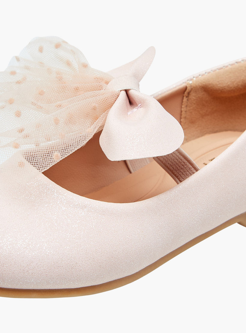 حذاء باليرينا سهل الارتداء بفيونكة وحزام مطاطي من جونيورز-girls-shoes-maryjanes-image-6
