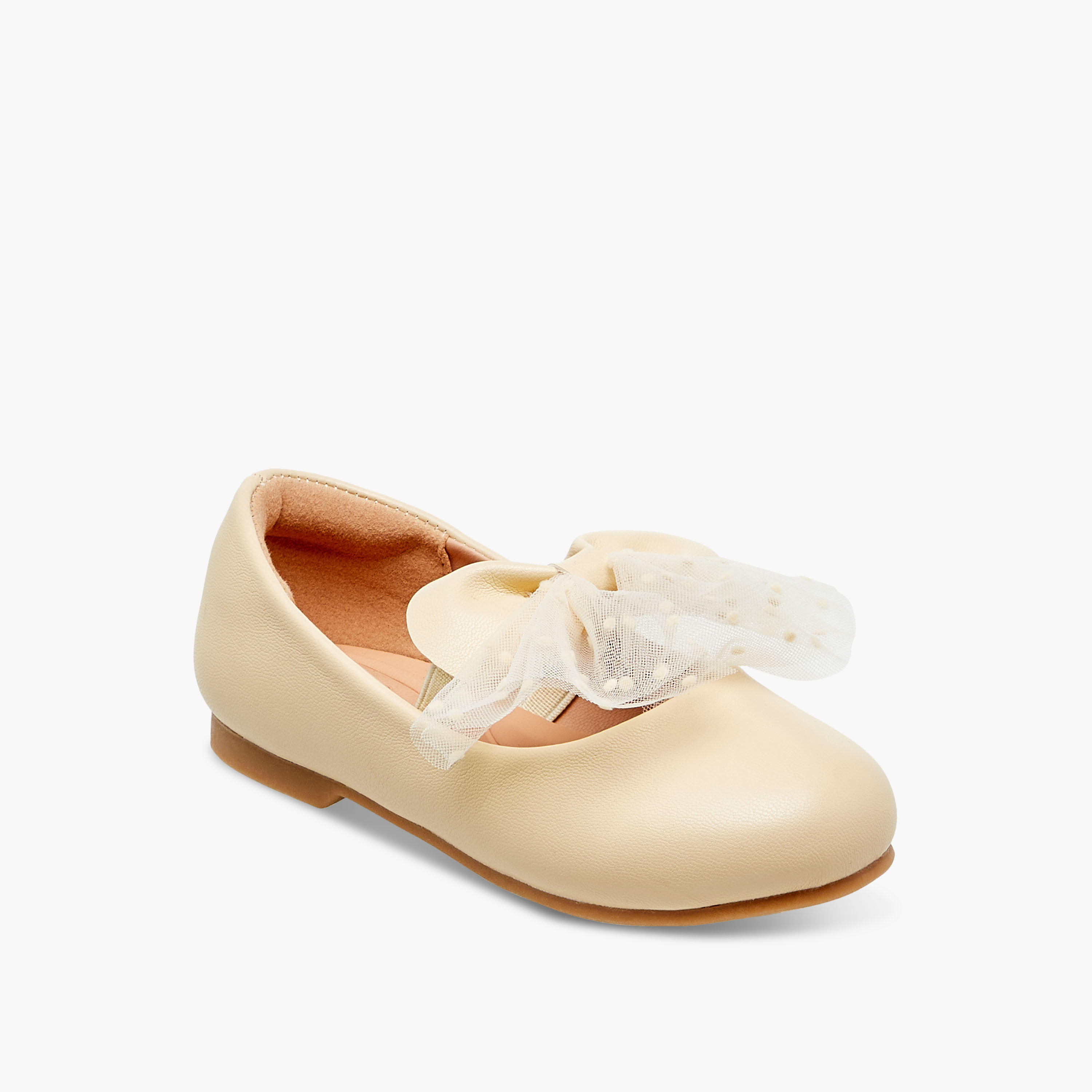 Juniors Bow Accent Slip-On Ballerina Shoes with Elastic Strap-girls-shoes-maryjanes-image-2