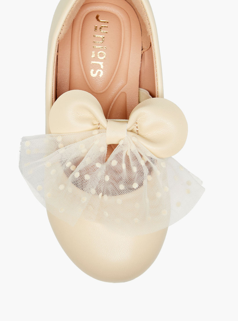 Juniors Bow Accent Slip-On Ballerina Shoes with Elastic Strap-girls-shoes-maryjanes-image-4