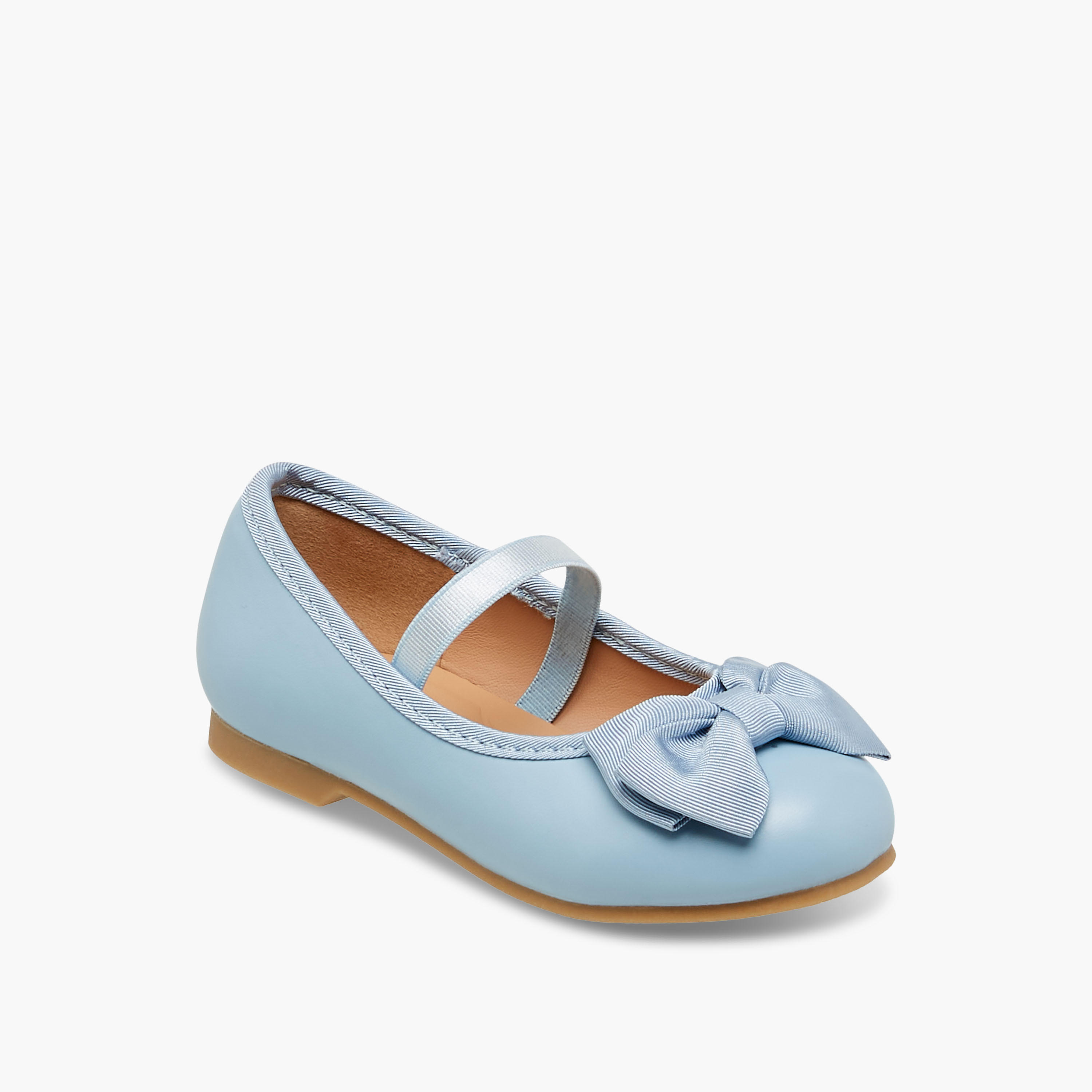 Juniors Bow Accent Ballerina Shoes with Elasticated Strap-girls-shoes-ballerinas-image-2