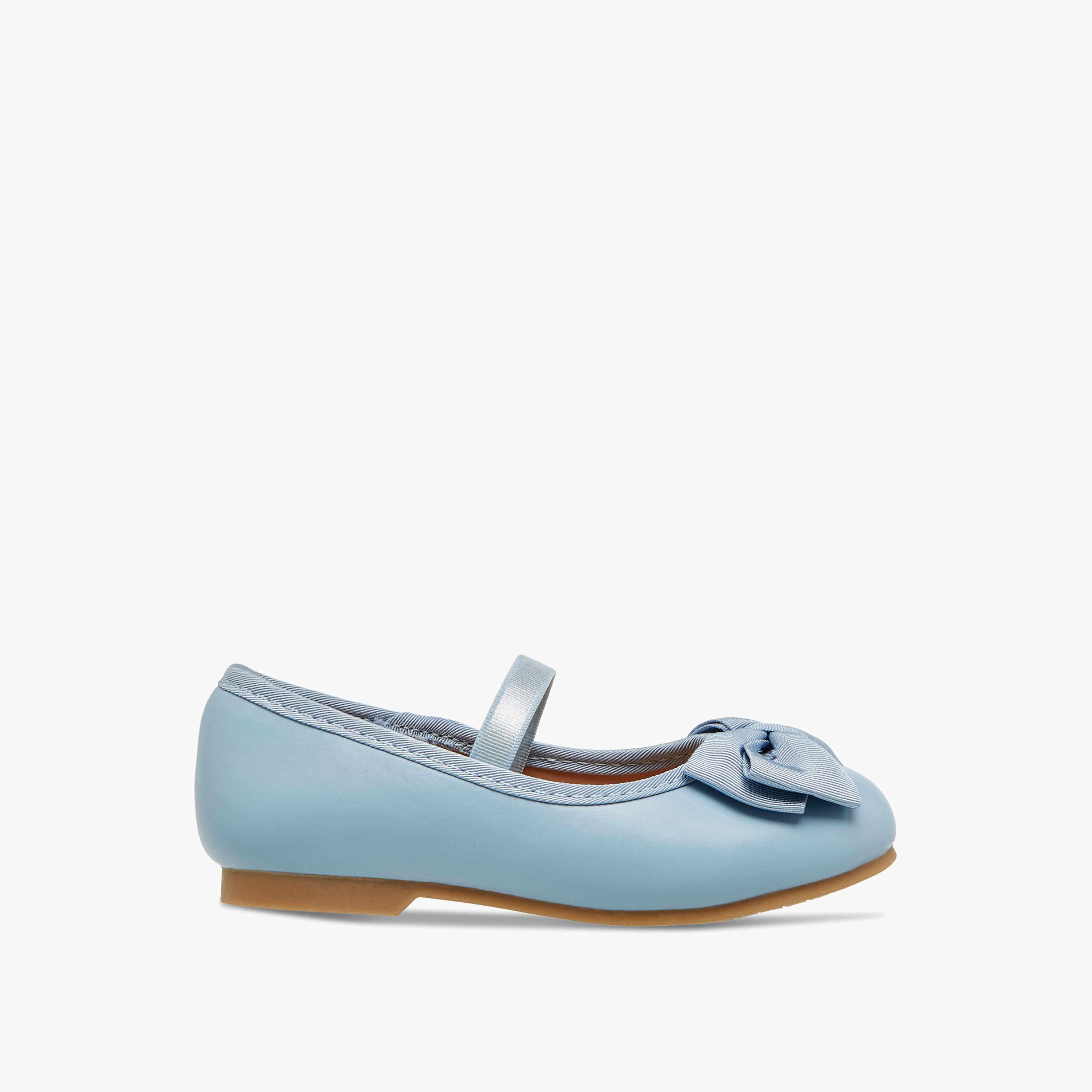 Juniors Bow Accent Ballerina Shoes with Elasticated Strap-girls-shoes-ballerinas-image-3