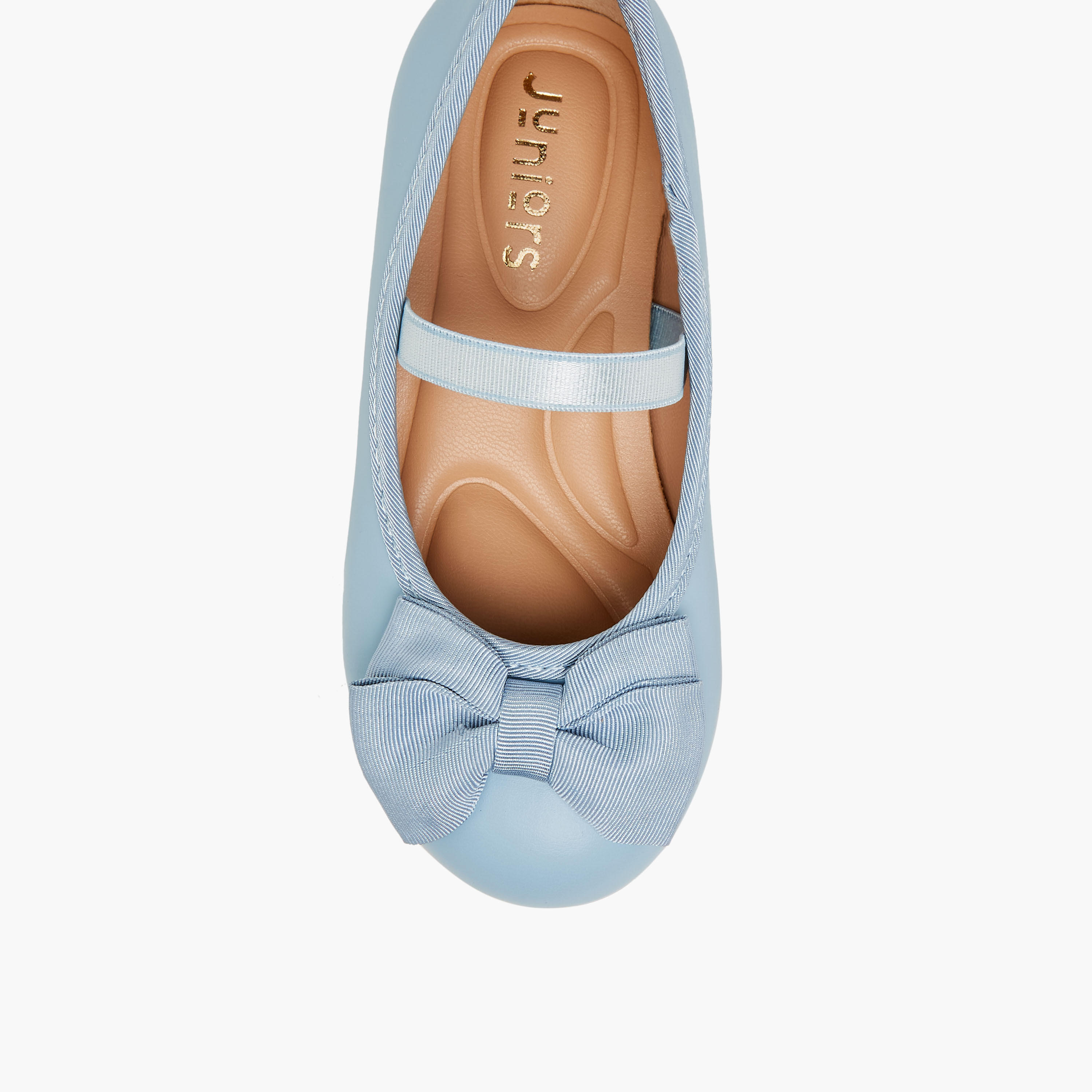 Juniors Bow Accent Ballerina Shoes with Elasticated Strap-girls-shoes-ballerinas-image-4