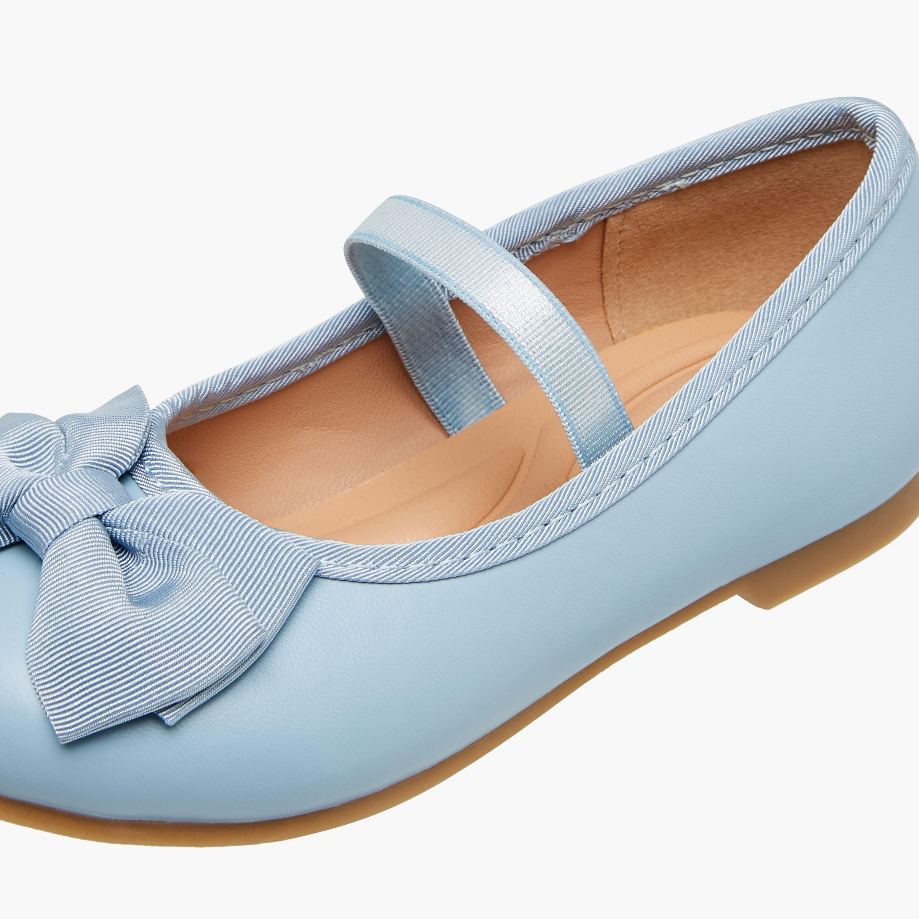 Juniors Bow Accent Ballerina Shoes with Elasticated Strap-girls-shoes-ballerinas-image-6