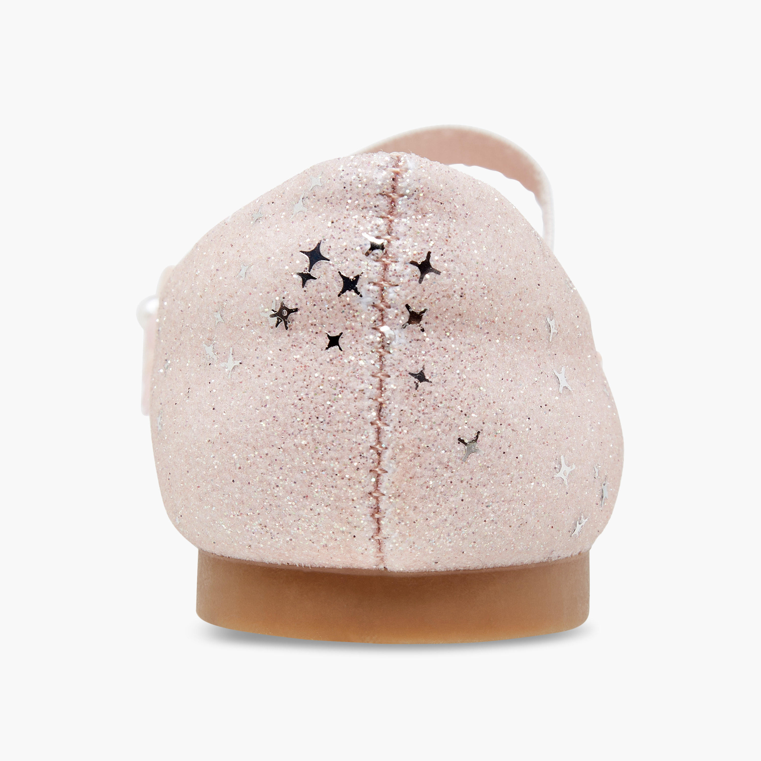 Juniors Glitter Embellished Ballerina Flats with Elasticated Strap-girls-shoes-ballerinas-image-5