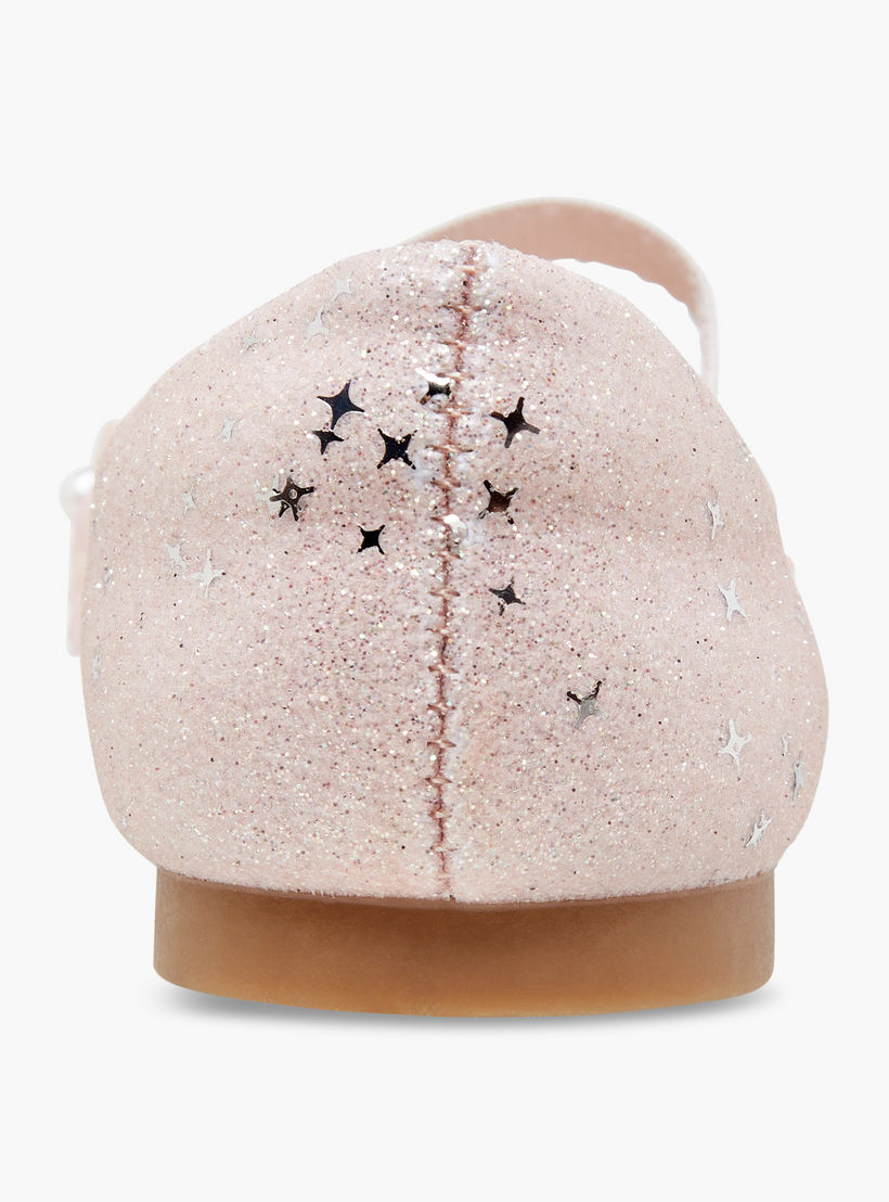 Juniors Glitter Embellished Ballerina Flats with Elasticated Strap-girls-shoes-ballerinas-image-5