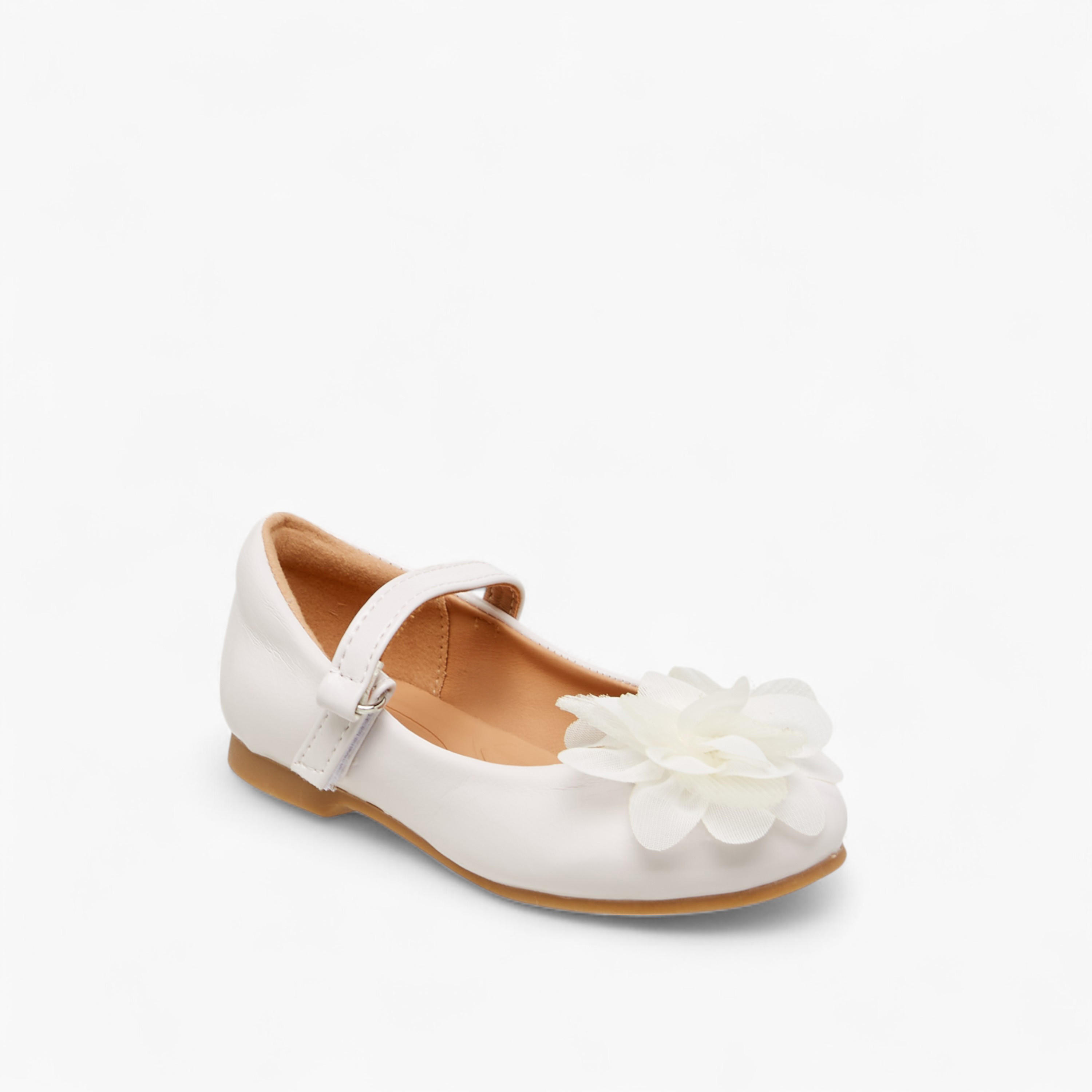 Juniors Floral Accent Ballerina Shoes with Hook and Loop Closure-girls-shoes-maryjanes-image-2