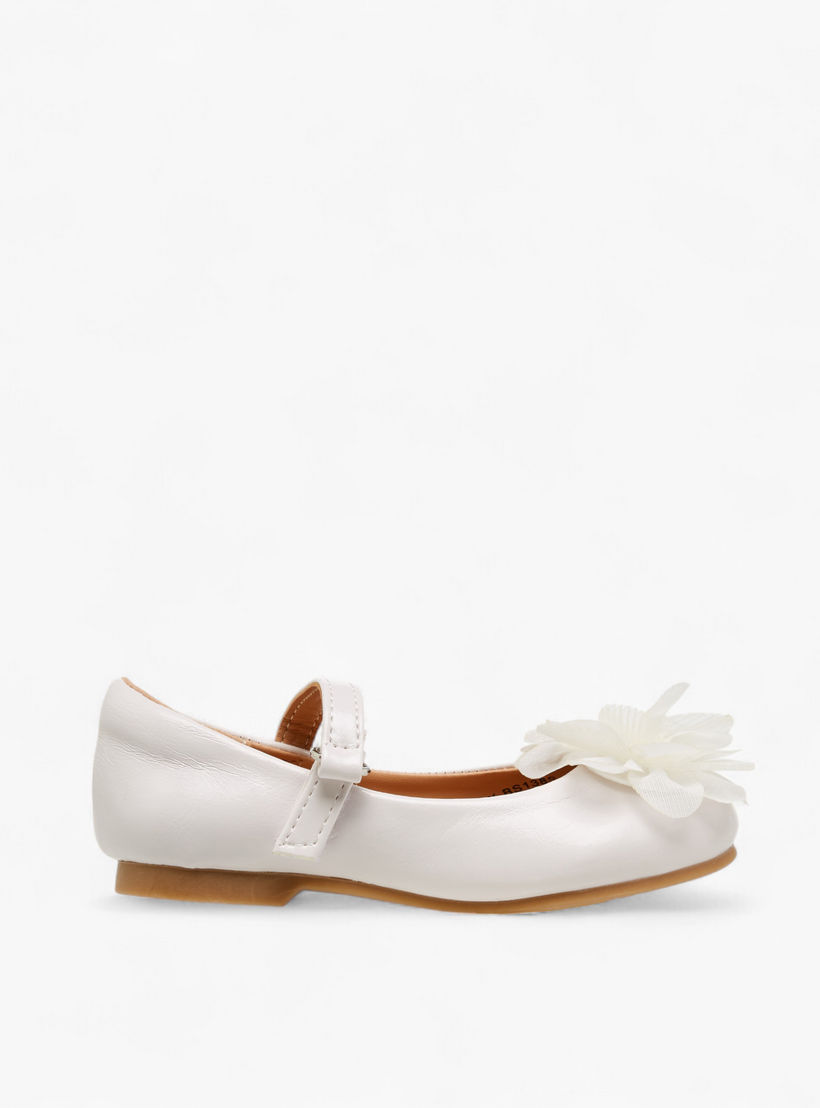 Juniors Floral Accent Ballerina Shoes with Hook and Loop Closure-girls-shoes-maryjanes-image-3