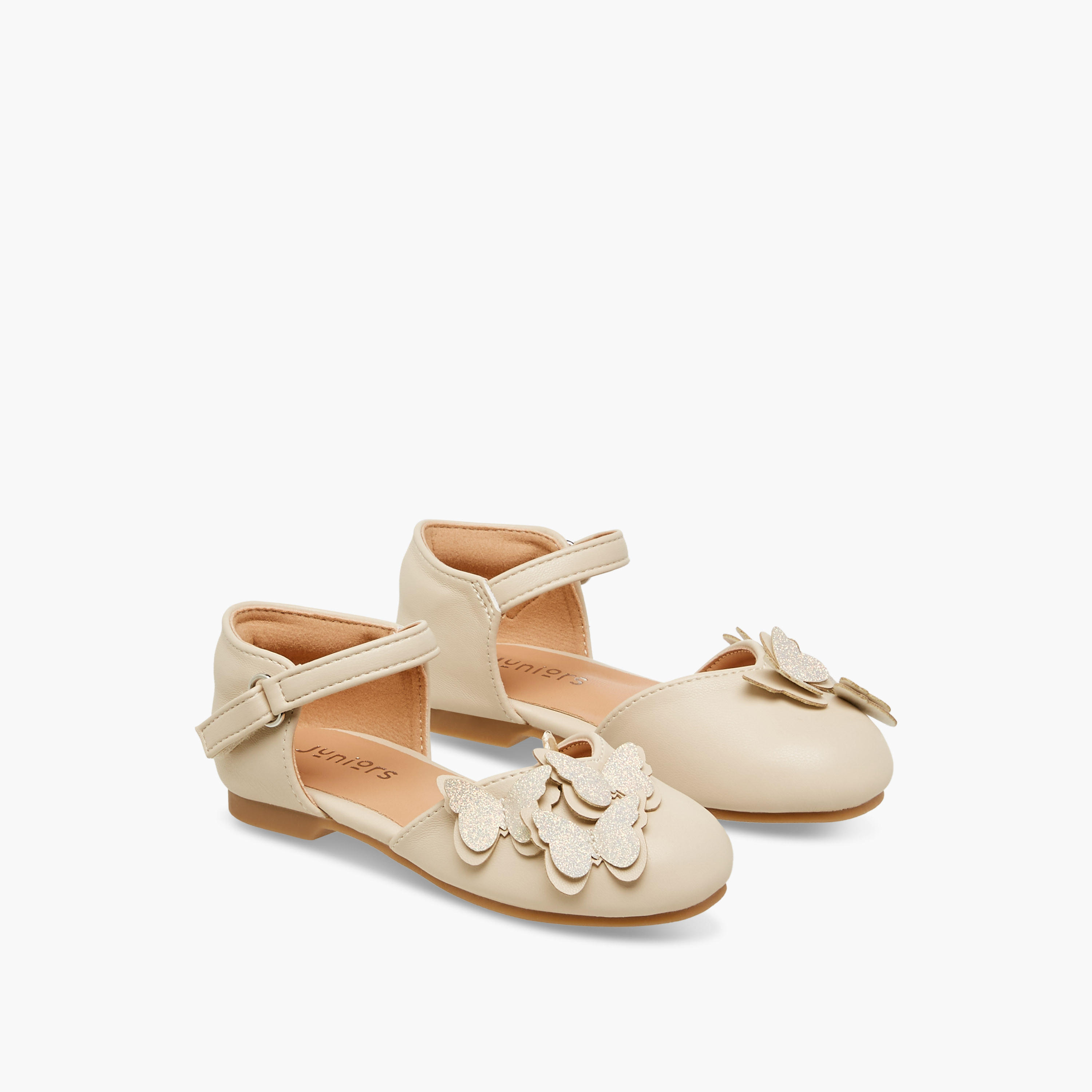 حذاء بشريط إغلاق لاصق وتزيينات فراشات من جونيورز-girls-shoes-ballerinas-image-1