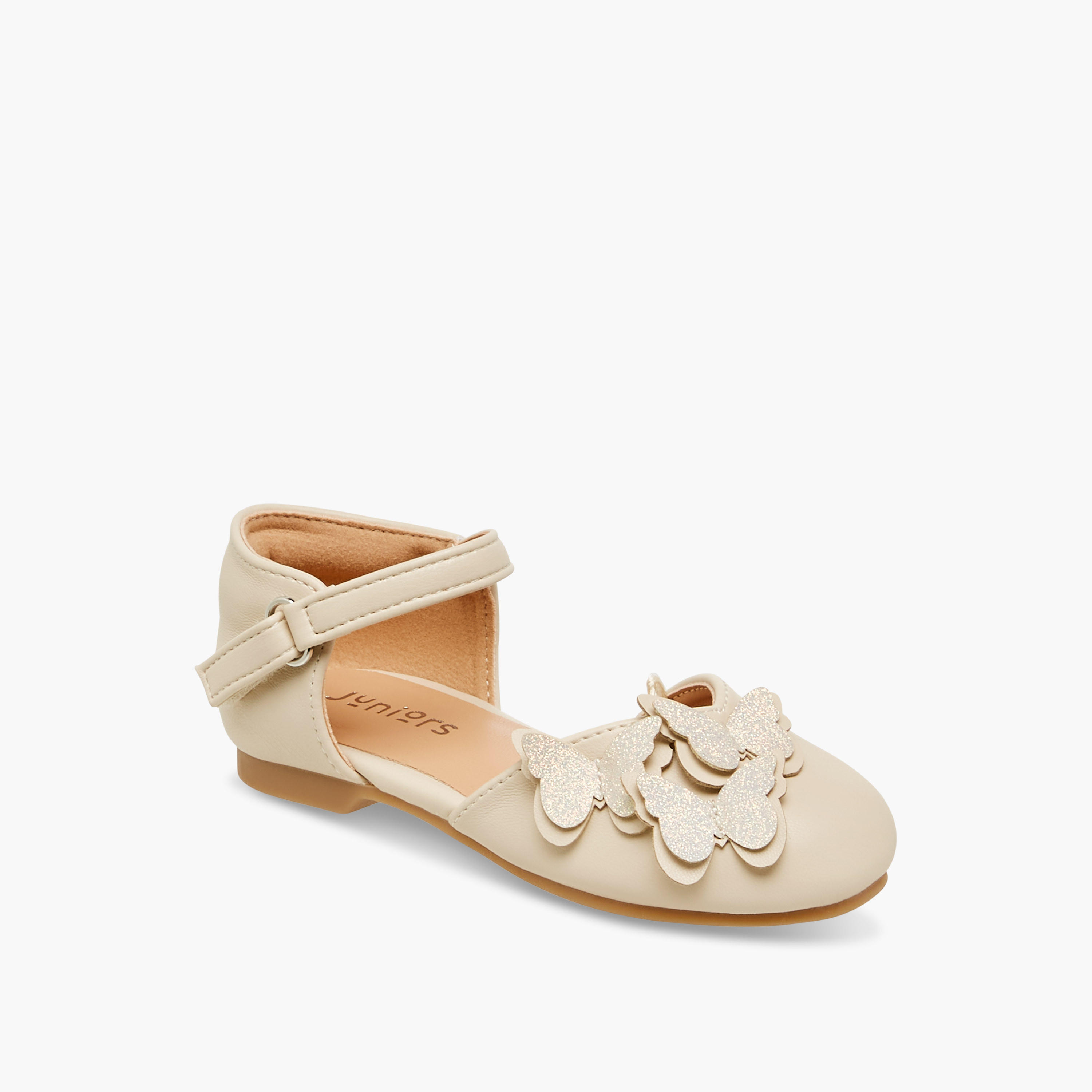 حذاء بشريط إغلاق لاصق وتزيينات فراشات من جونيورز-girls-shoes-ballerinas-image-2
