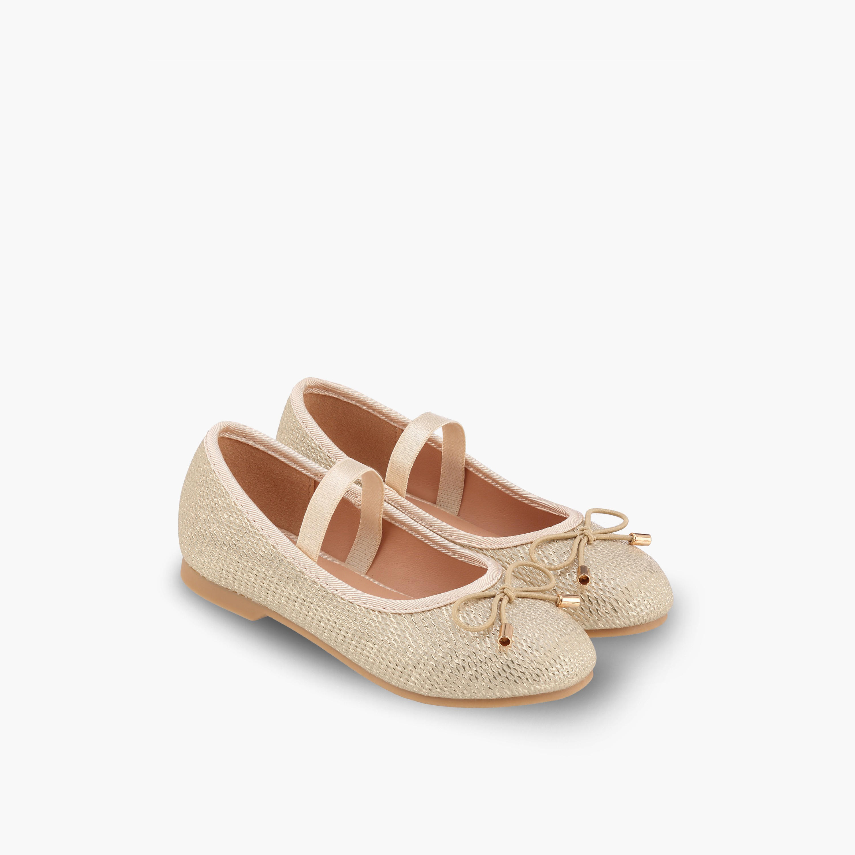 Juniors Girls Textured Ballerina with Bow Accent-girls-shoes-ballerinas-image-1