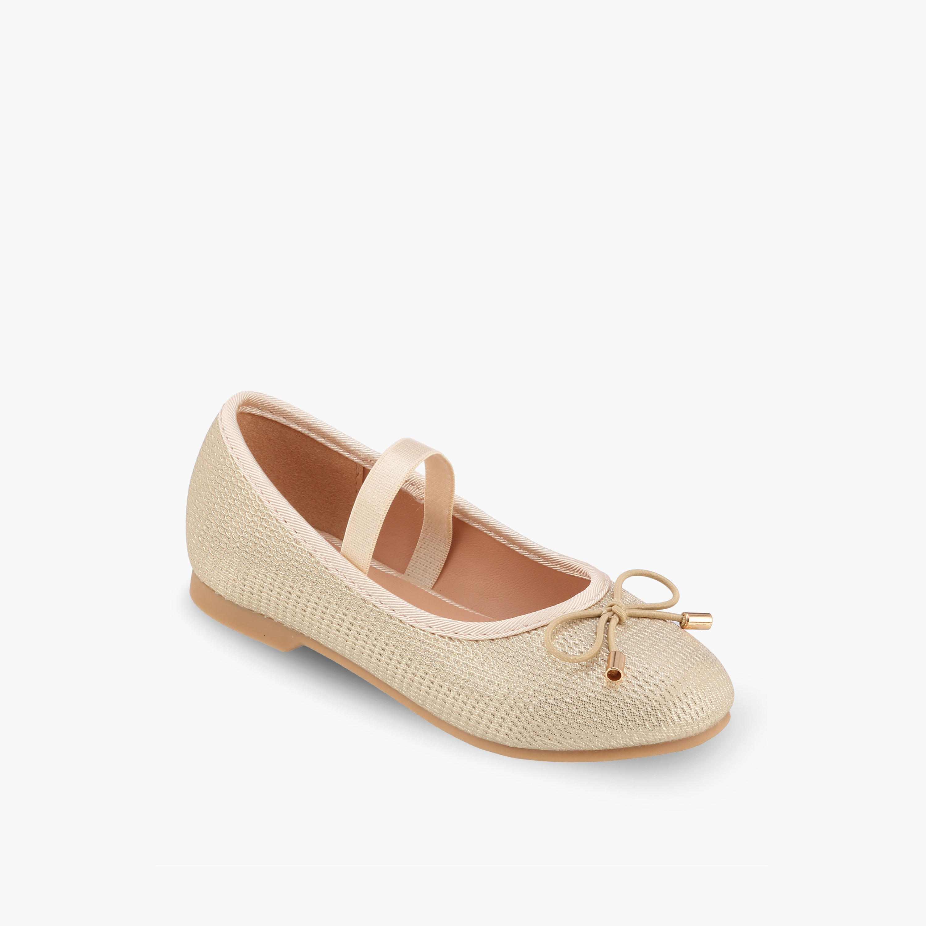Juniors Girls Textured Ballerina with Bow Accent-girls-shoes-ballerinas-image-2