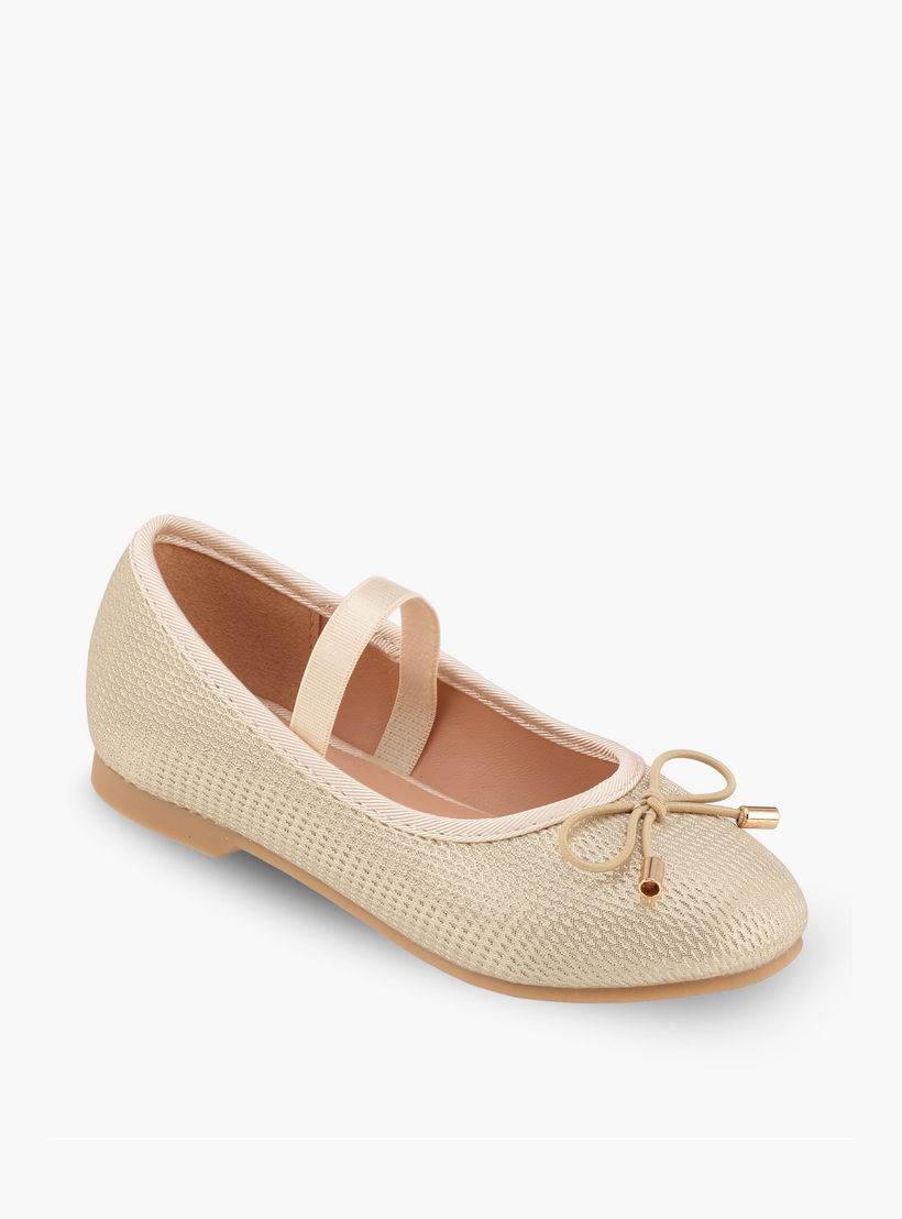 Juniors Girls Textured Ballerina with Bow Accent-girls-shoes-ballerinas-image-2