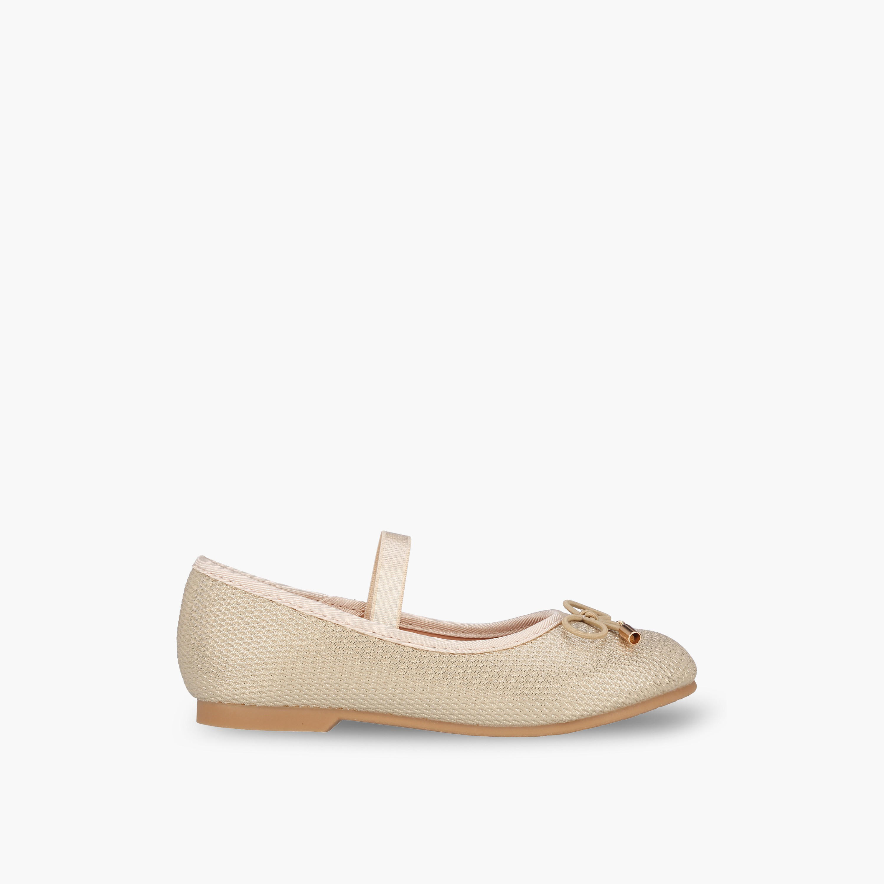 Juniors Girls Textured Ballerina with Bow Accent-girls-shoes-ballerinas-image-3