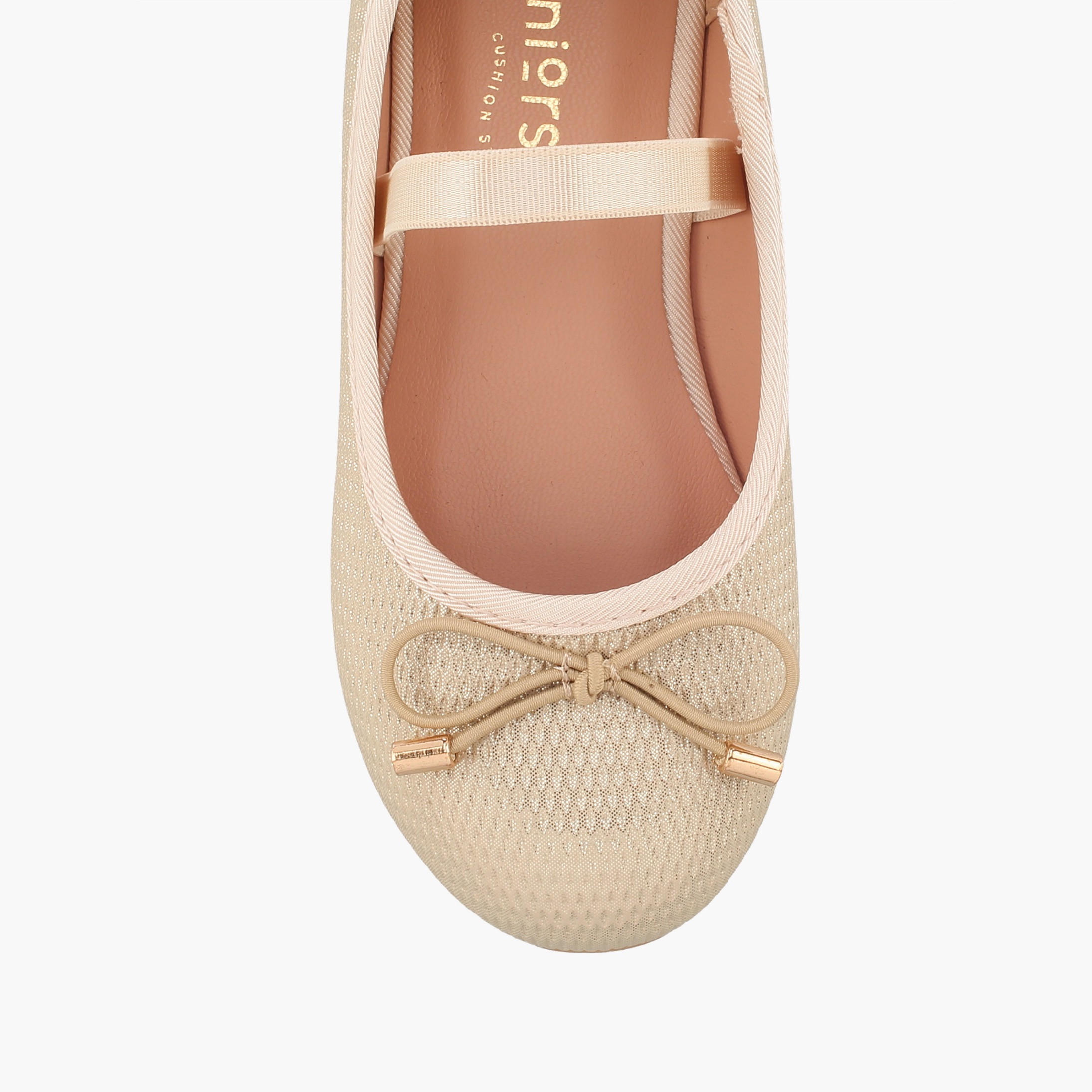 Juniors Girls Textured Ballerina with Bow Accent-girls-shoes-ballerinas-image-4