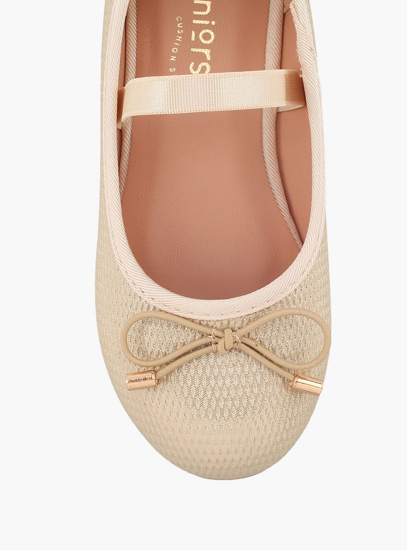 Juniors Girls Textured Ballerina with Bow Accent-girls-shoes-ballerinas-image-4