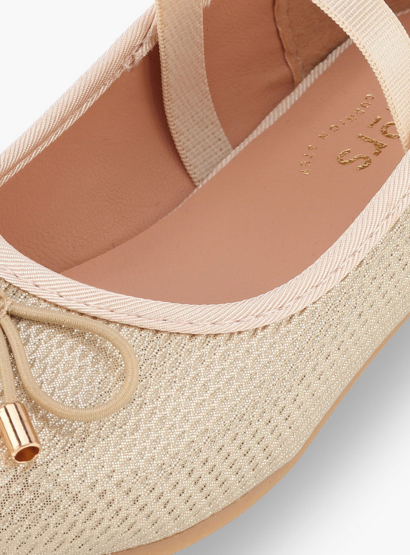 Juniors Girls Textured Ballerina with Bow Accent-girls-shoes-ballerinas-image-6