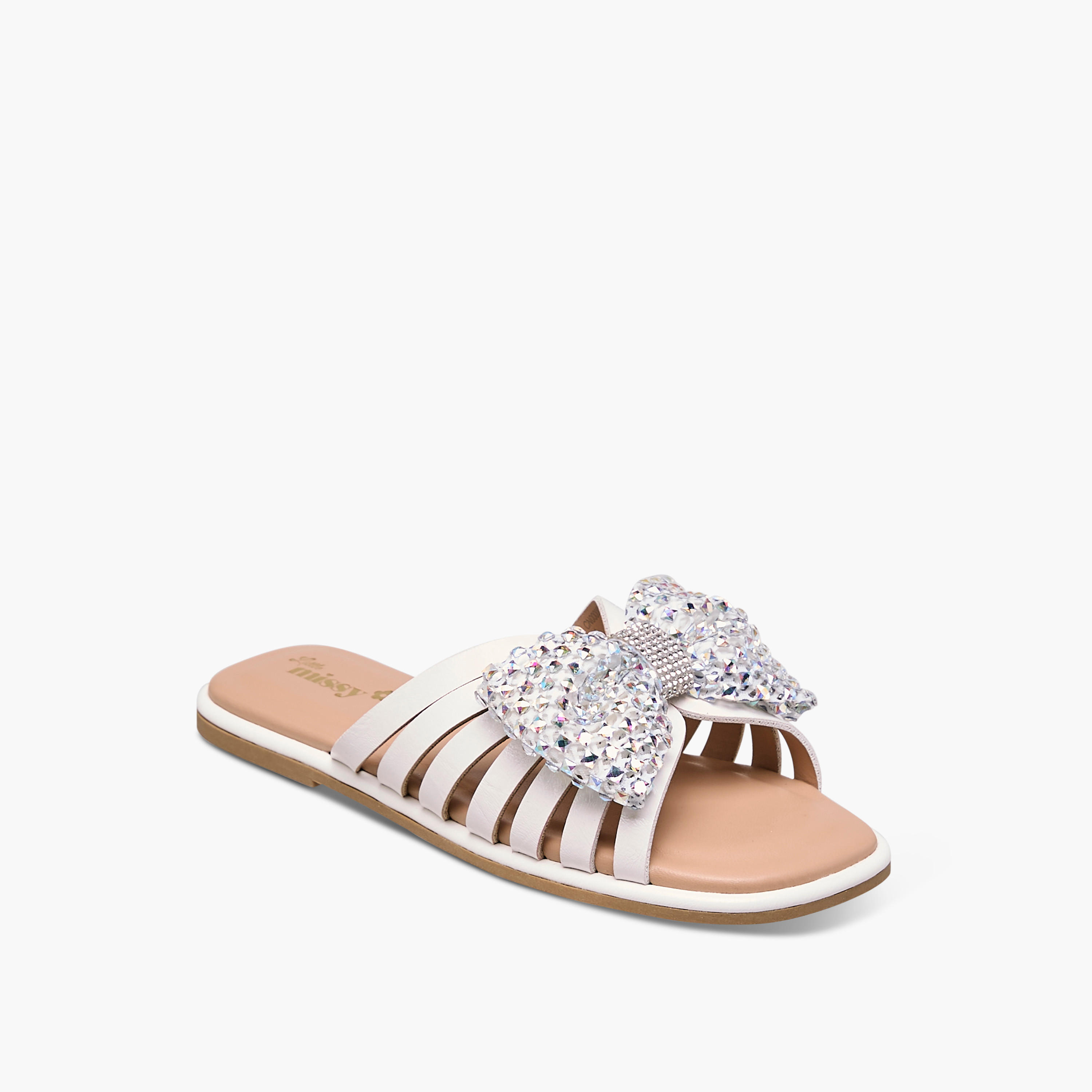 Little Missy Embellished Bow Accent Slip-On Flat Sandals-girls-shoes-sandals-image-2