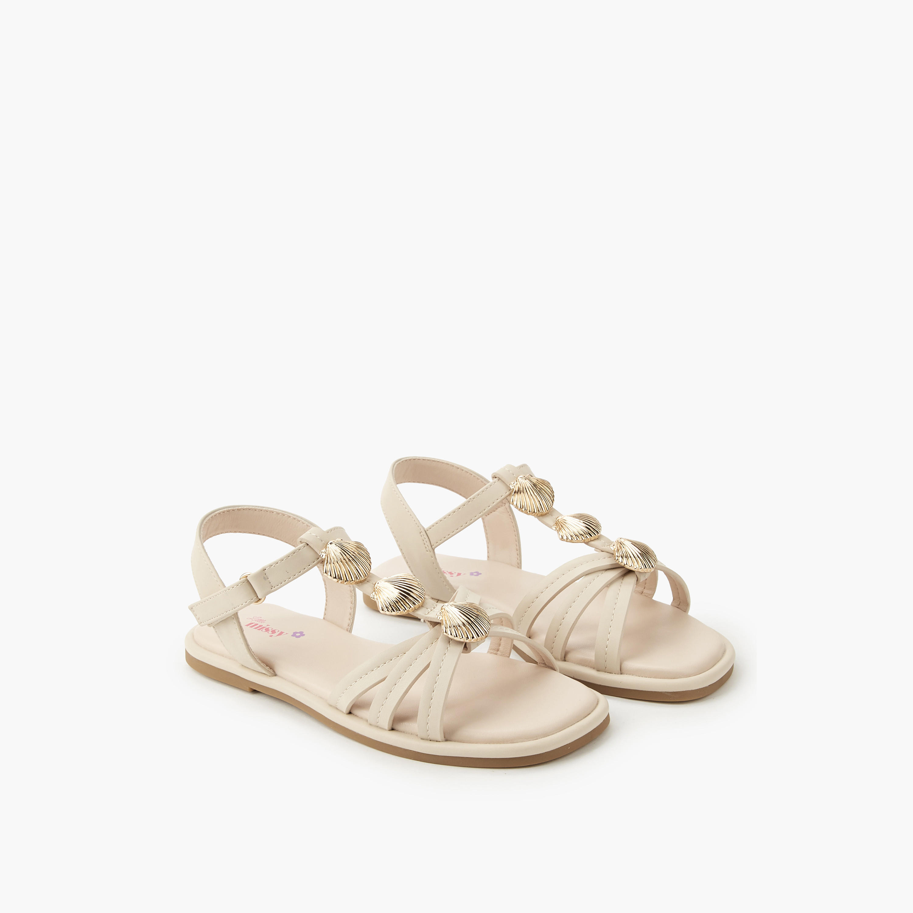 Little Missy Girls Shell Embellished Sandals-girls-shoes-sandals-image-1