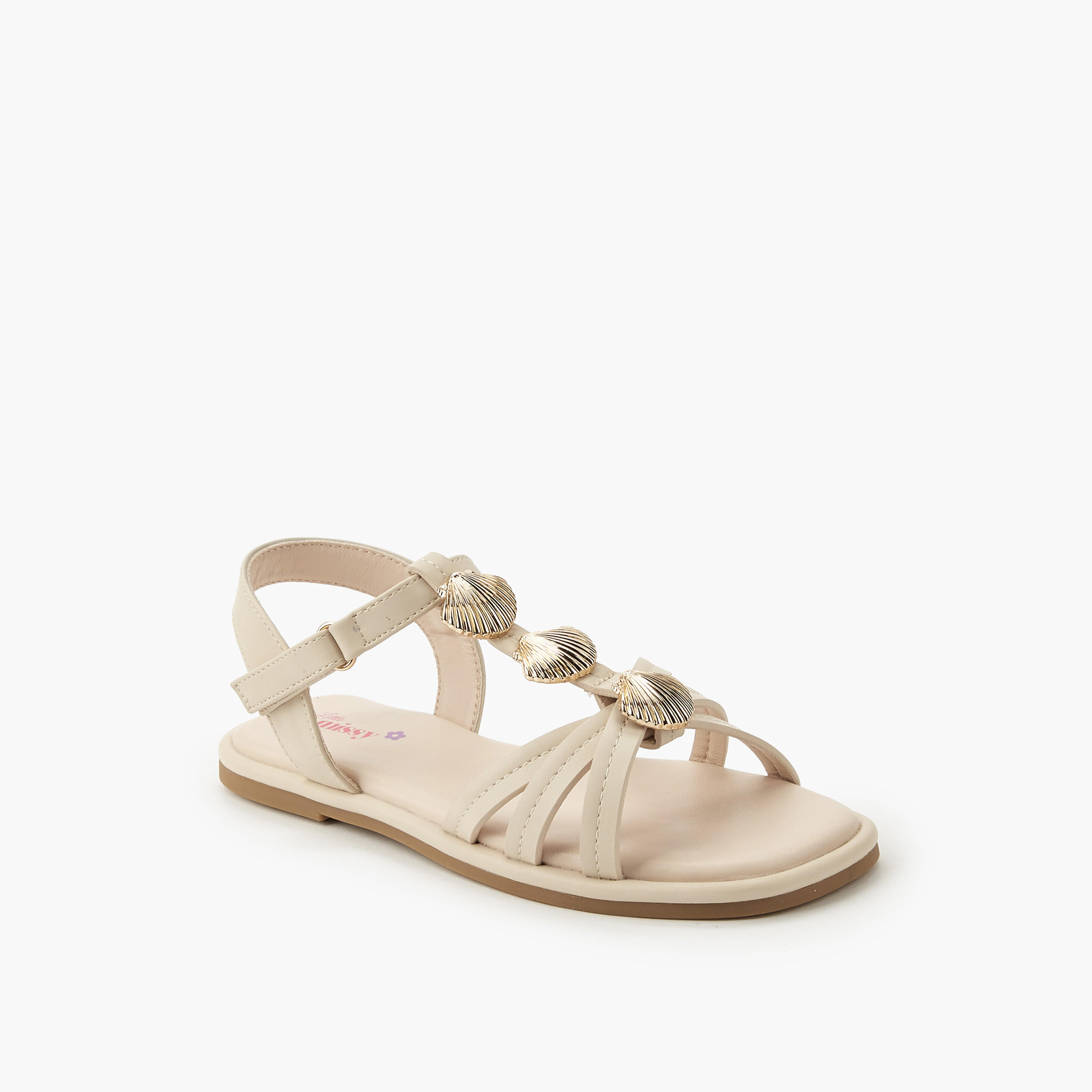 Little Missy Girls Shell Embellished Sandals-girls-shoes-sandals-image-3