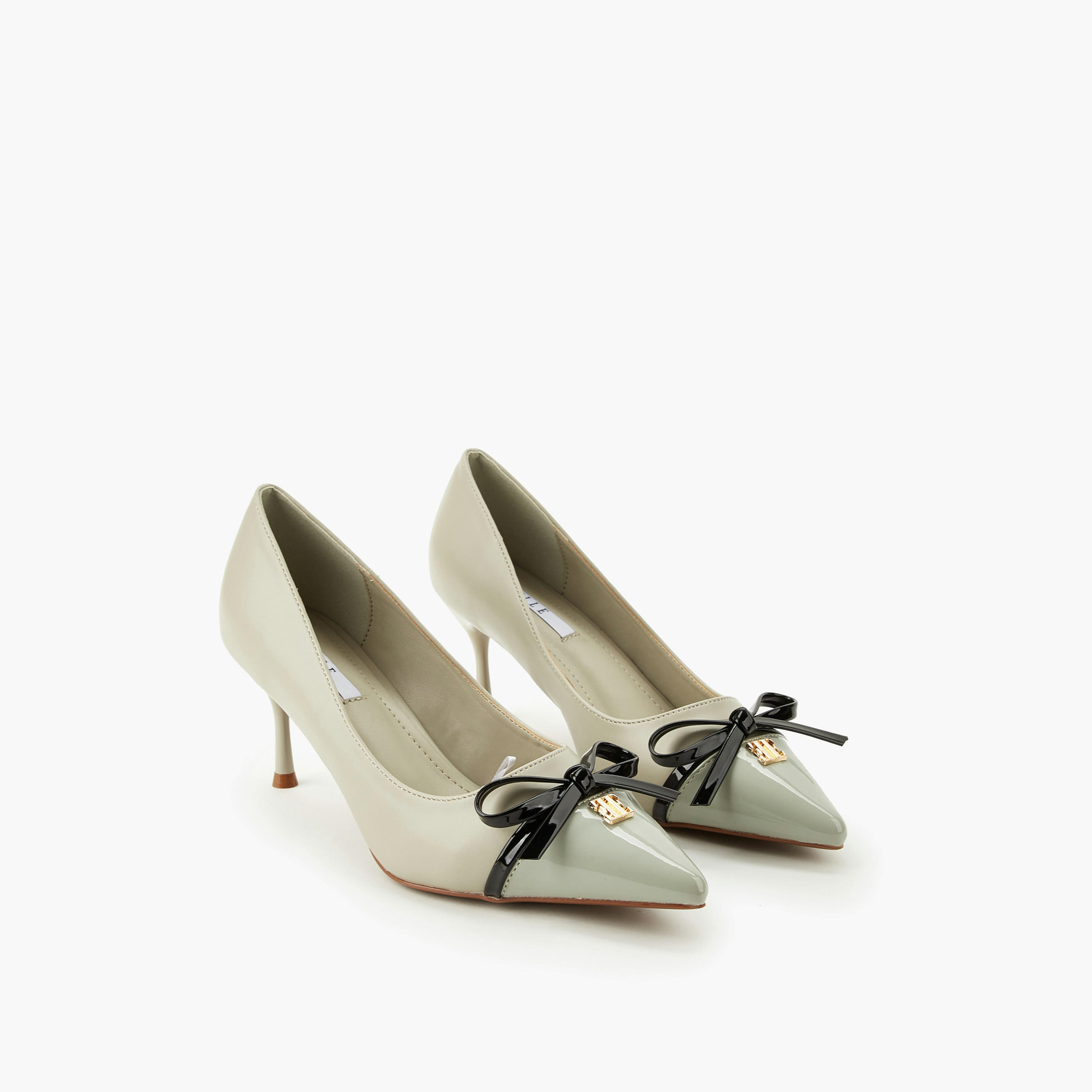 Elle Women Bow Accent Stiletto Heel Pumps-women-shoes-heels-image-1