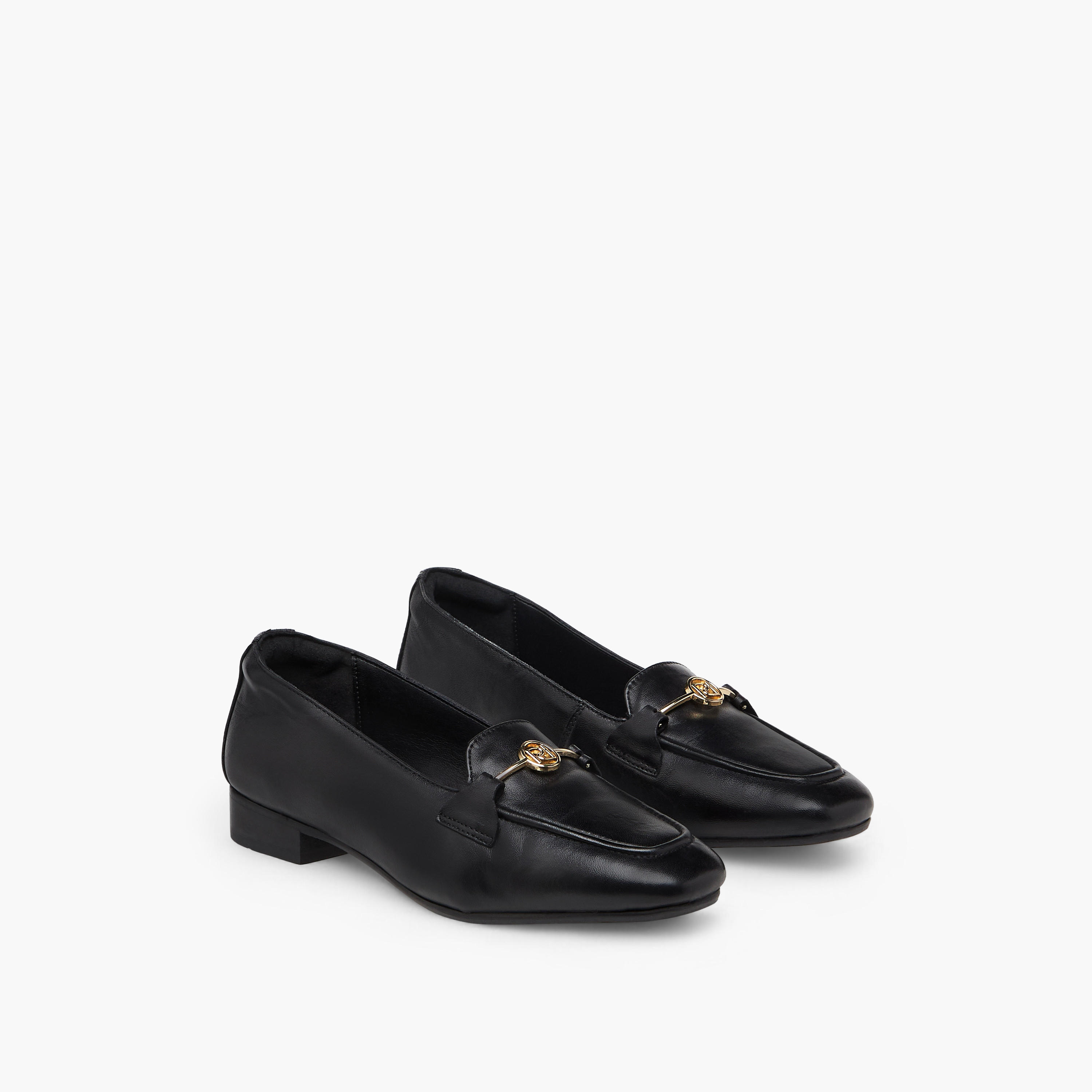 Paprika Buckle Detail Loafers with Block Heels-women-shoes-heels-image-1