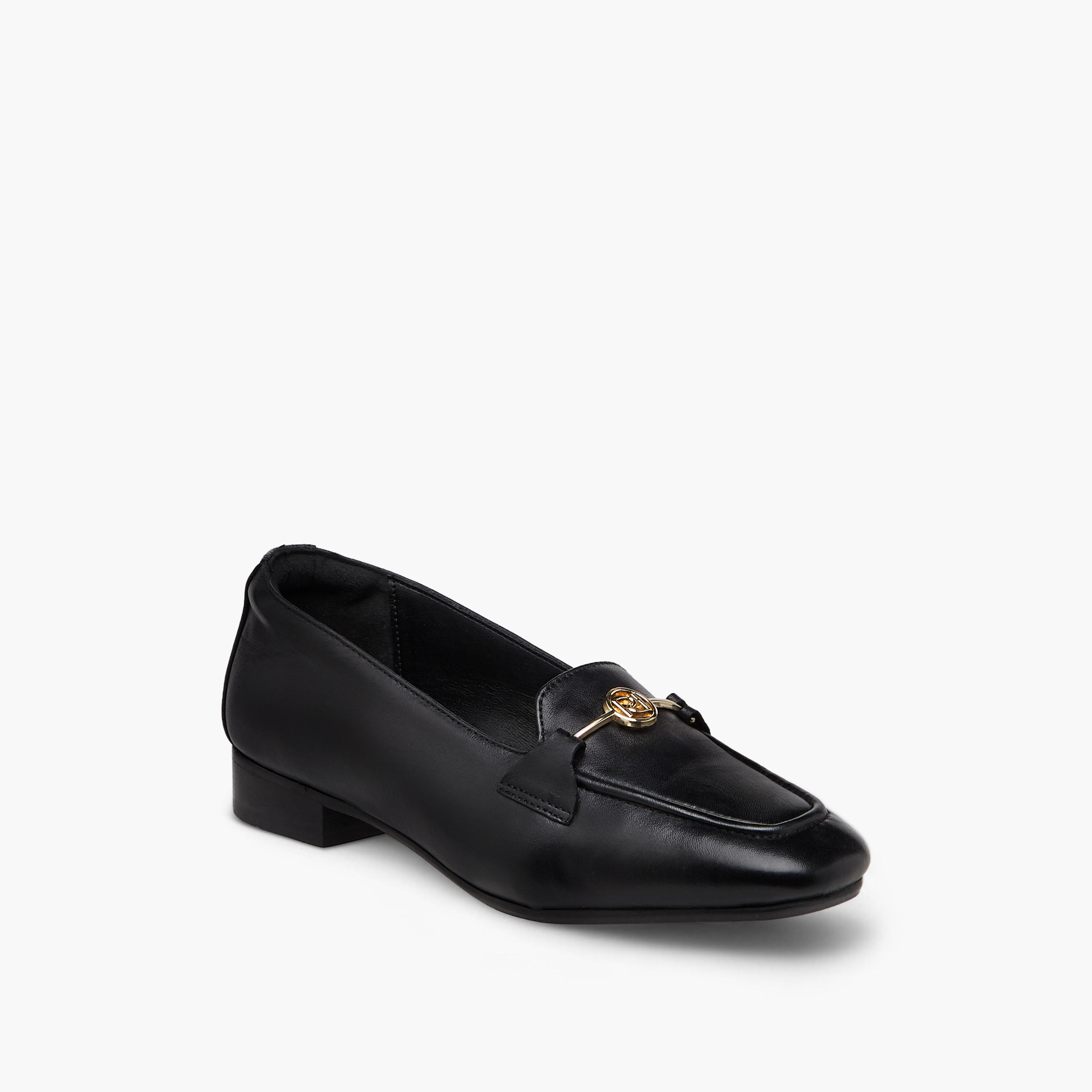 Paprika Buckle Detail Loafers with Block Heels-women-shoes-heels-image-2