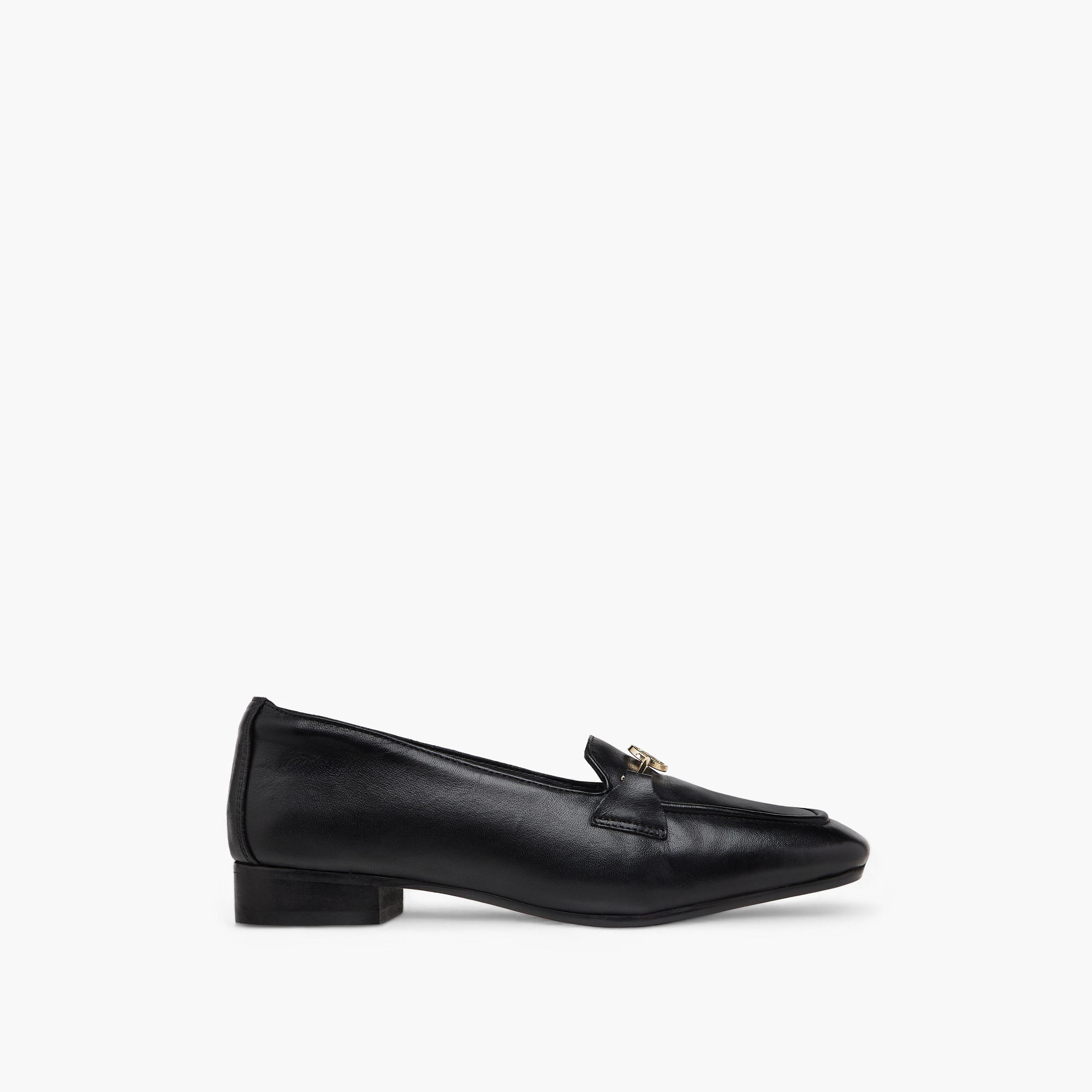 Paprika Buckle Detail Loafers with Block Heels-women-shoes-heels-image-3