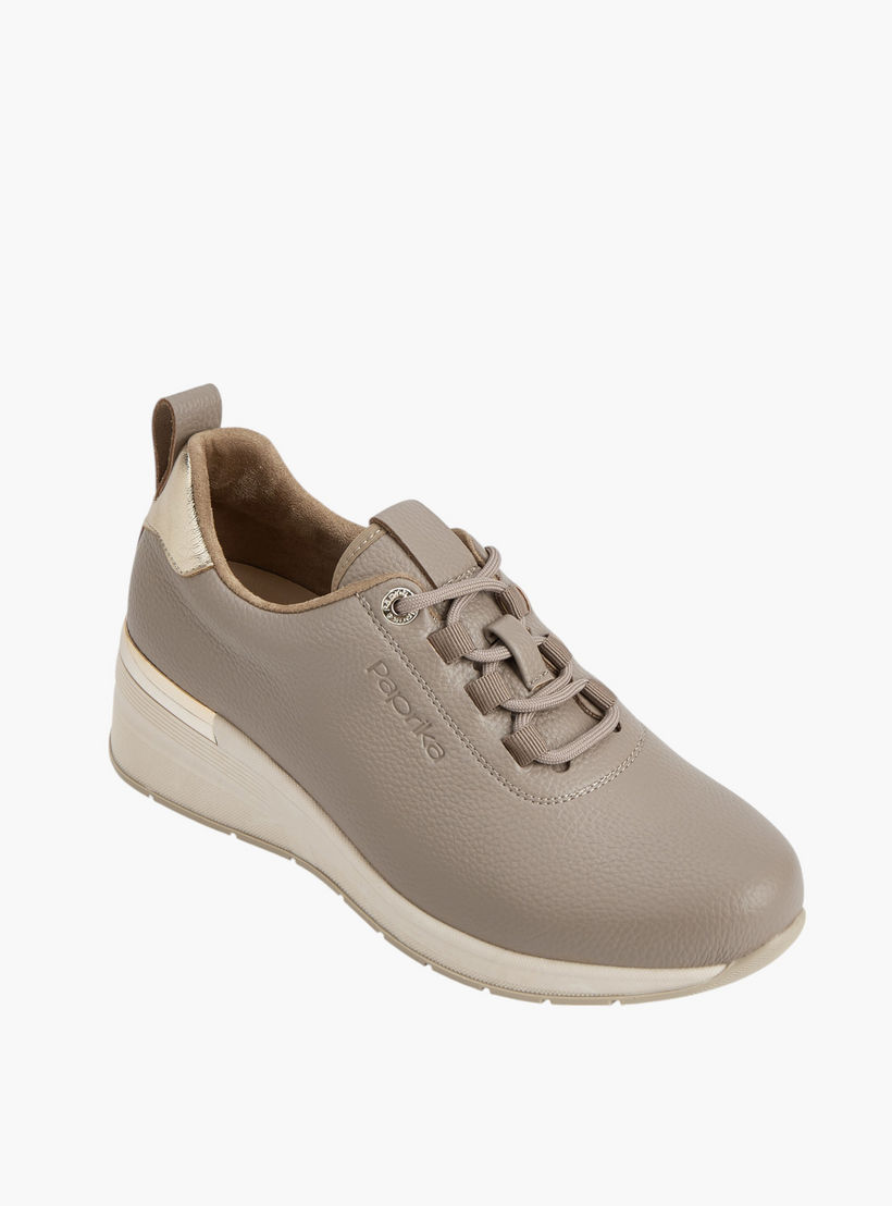Paprika Textured Lace-Up Sneakers with Wedge Heels-women-shoes-sneakers-image-2