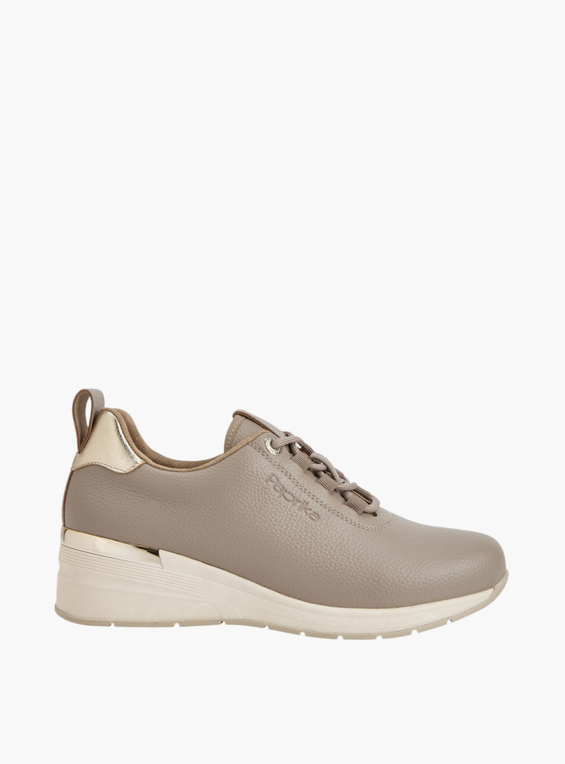 Paprika Textured Lace-Up Sneakers with Wedge Heels-women-shoes-sneakers-image-3