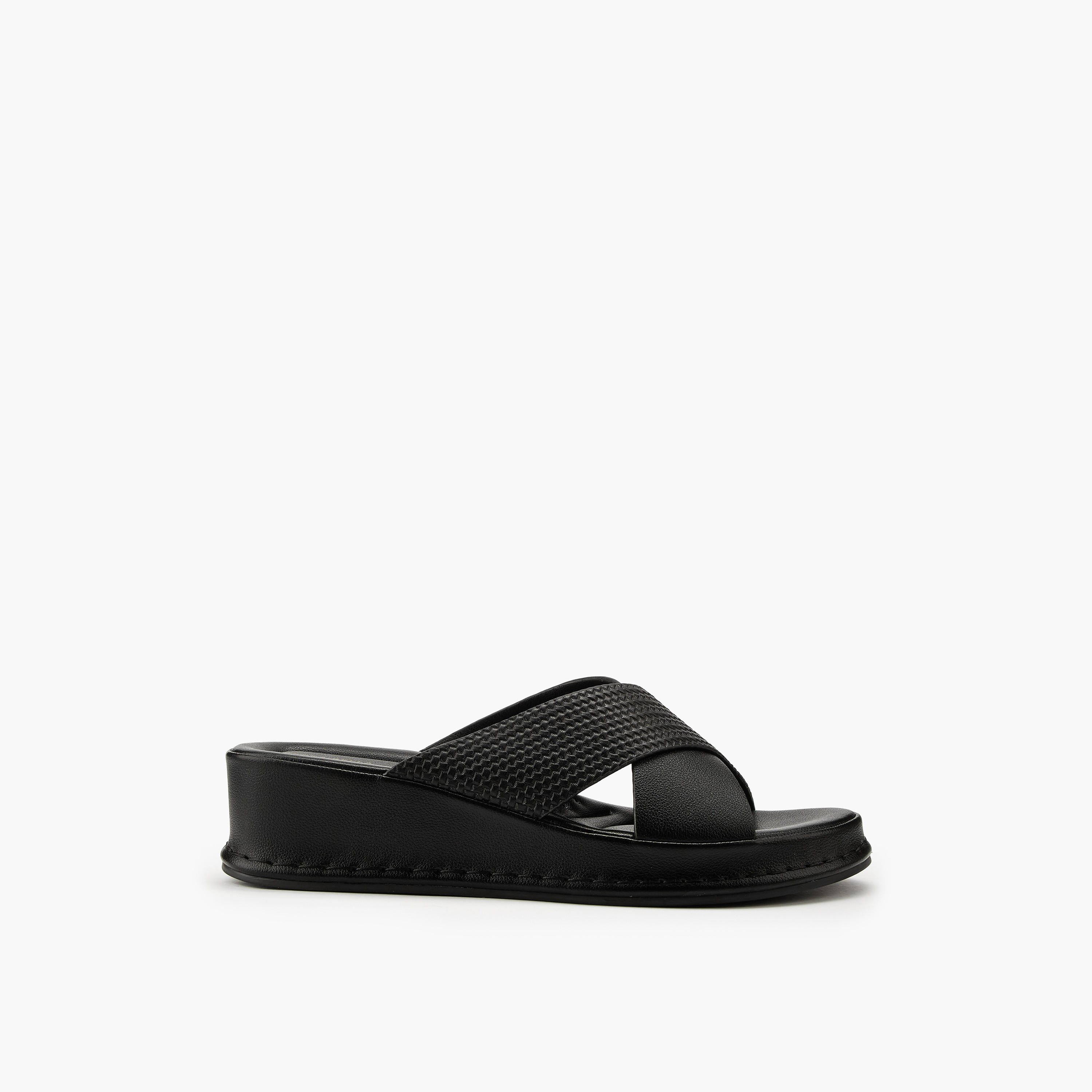 Flora Bella Textured Criss-Cross Slip-On Sandals-women-shoes-sandals-heeled-image-2
