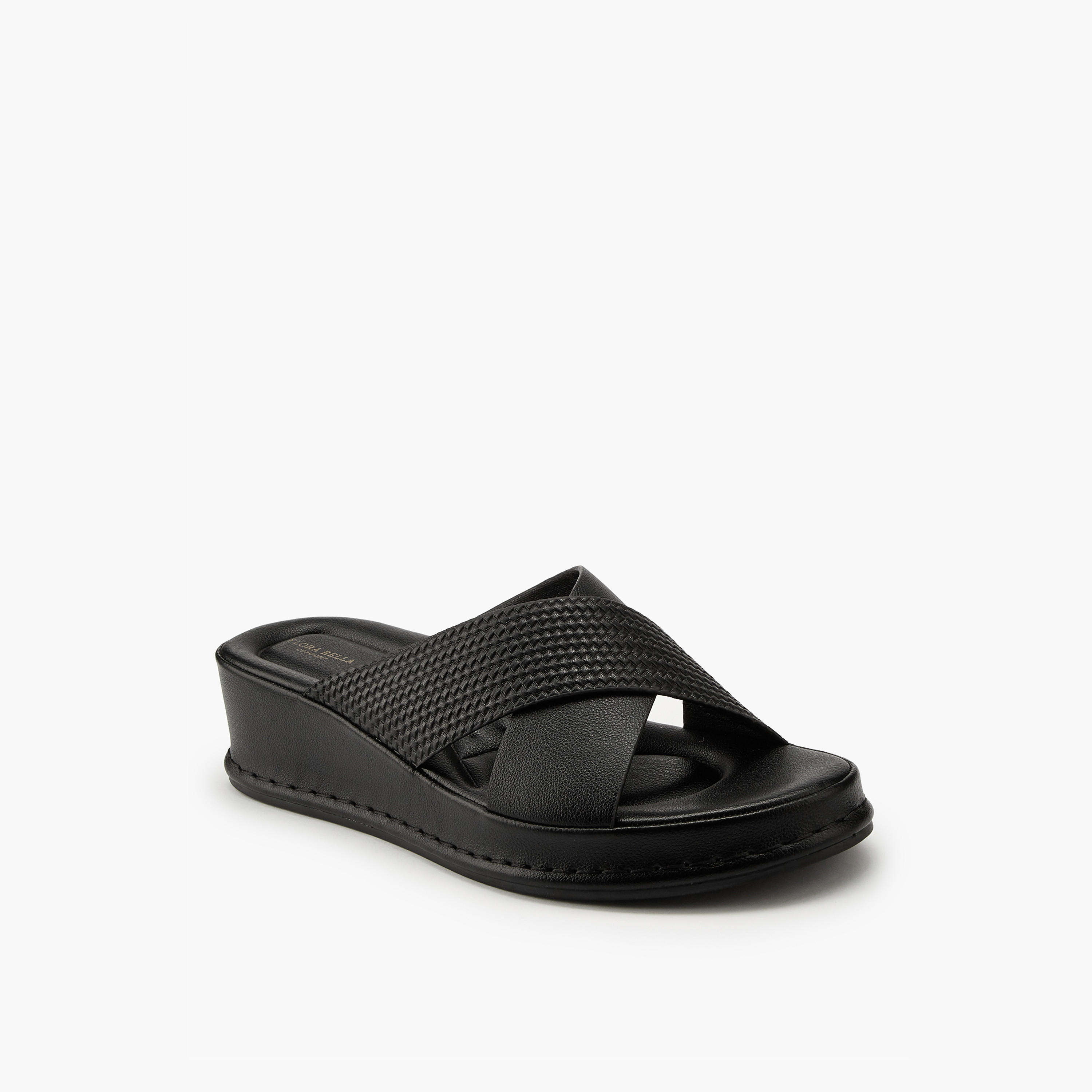 Flora Bella Textured Criss-Cross Slip-On Sandals-women-shoes-sandals-heeled-image-3