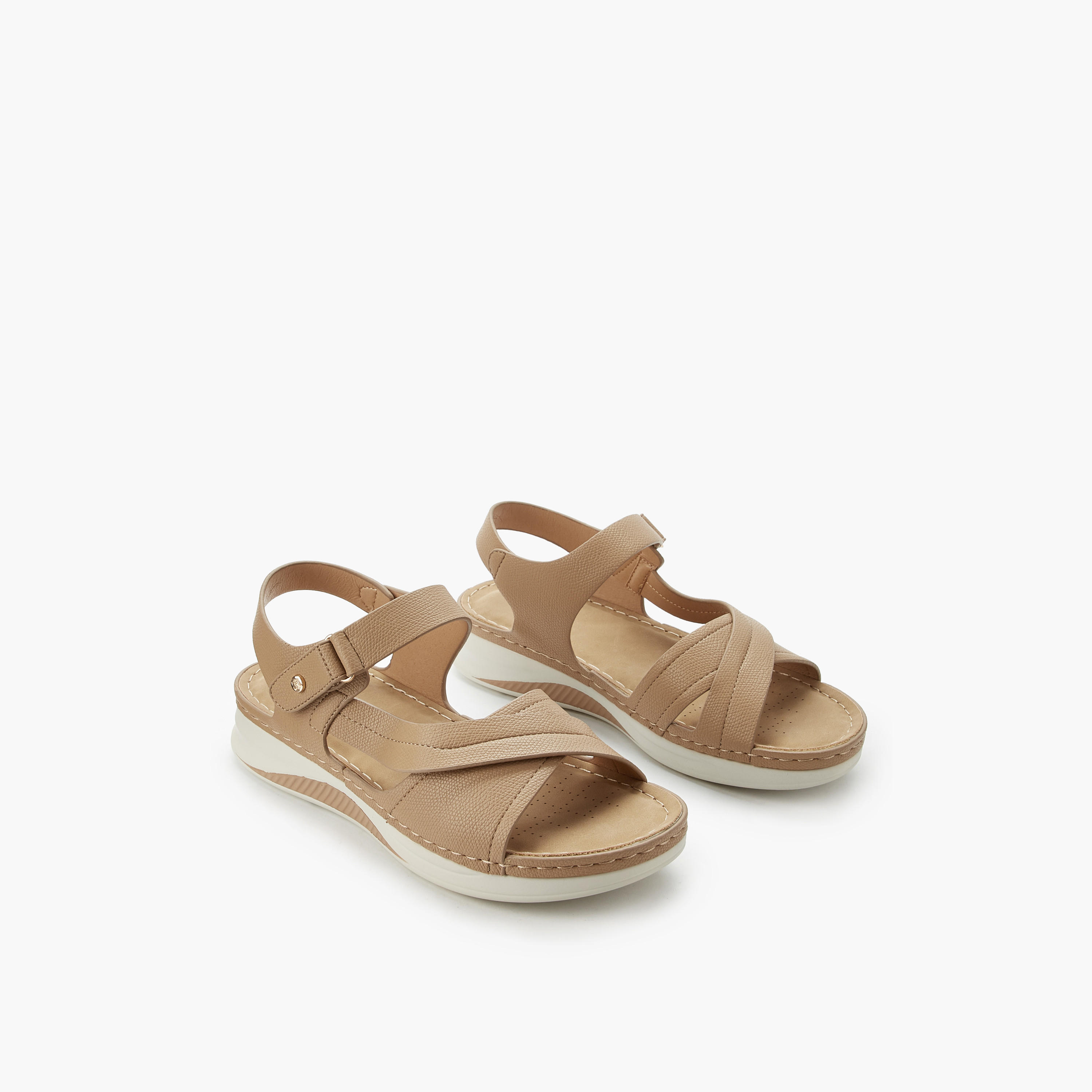 صندل بحزام متقاطع وشلايط إغلاق لاصق للنساء من فلورا بيلا-women-shoes-flats-sandals-image-1